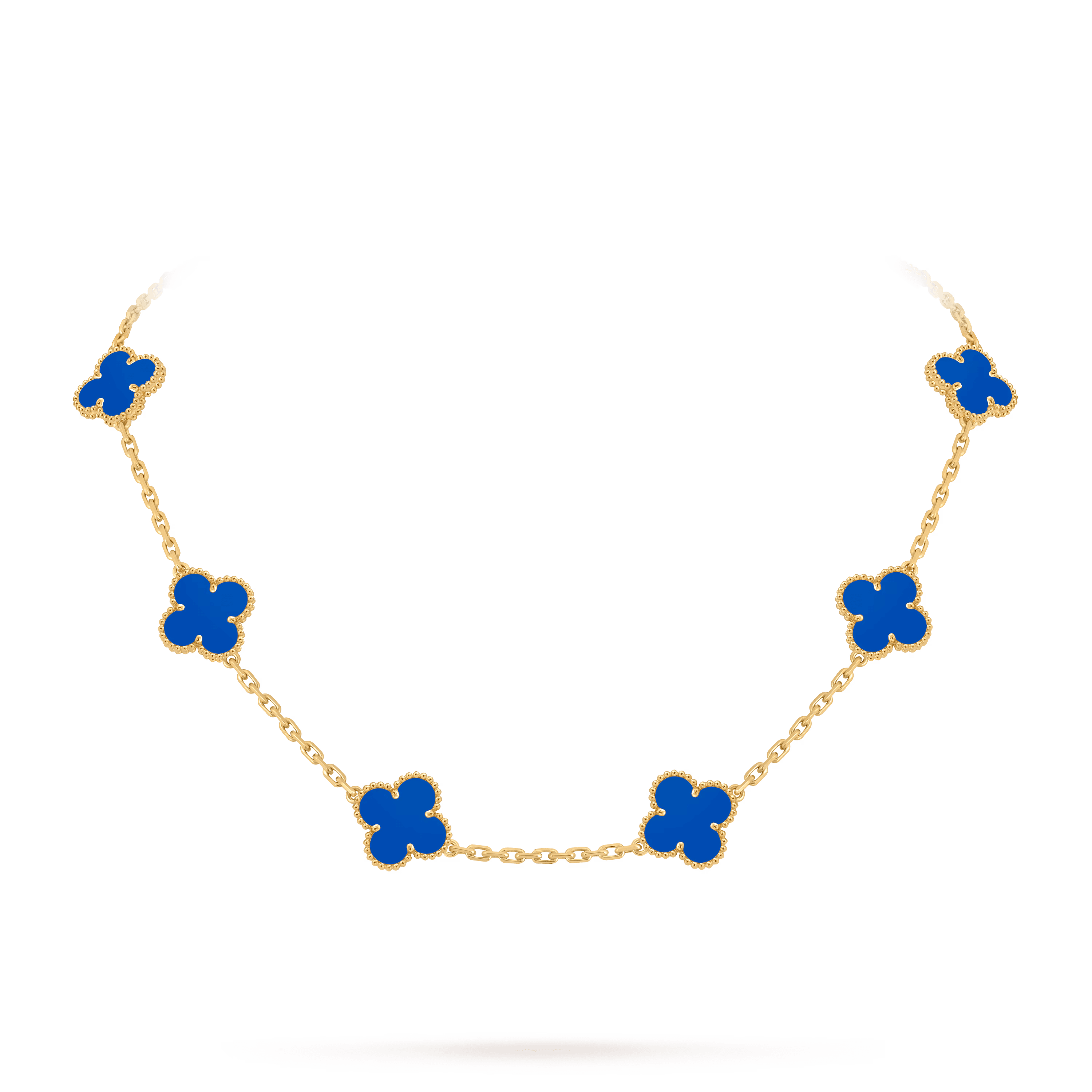 Van Cleef & Arpels. Кольє Vintage Alhambra із жовтого золота з блакитним агатом