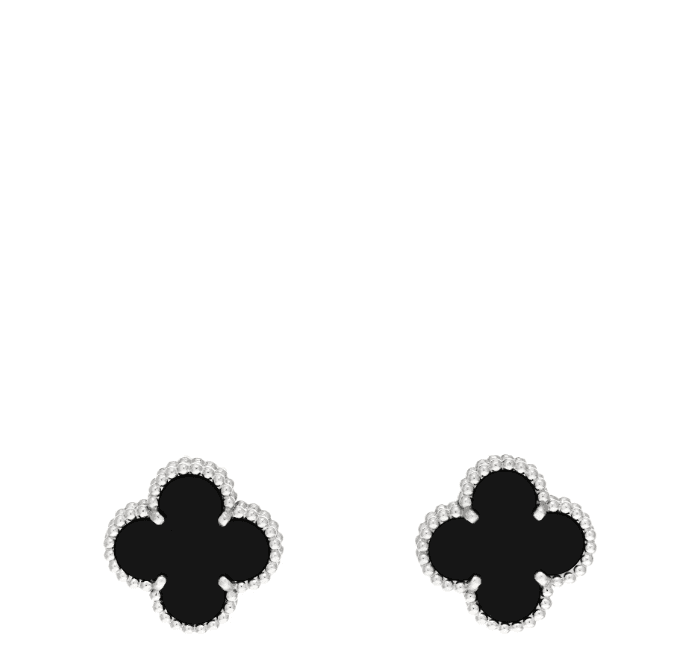 Van Cleef & Arpels. Сережки Vintage Alhambra із білого золоту з оніксом