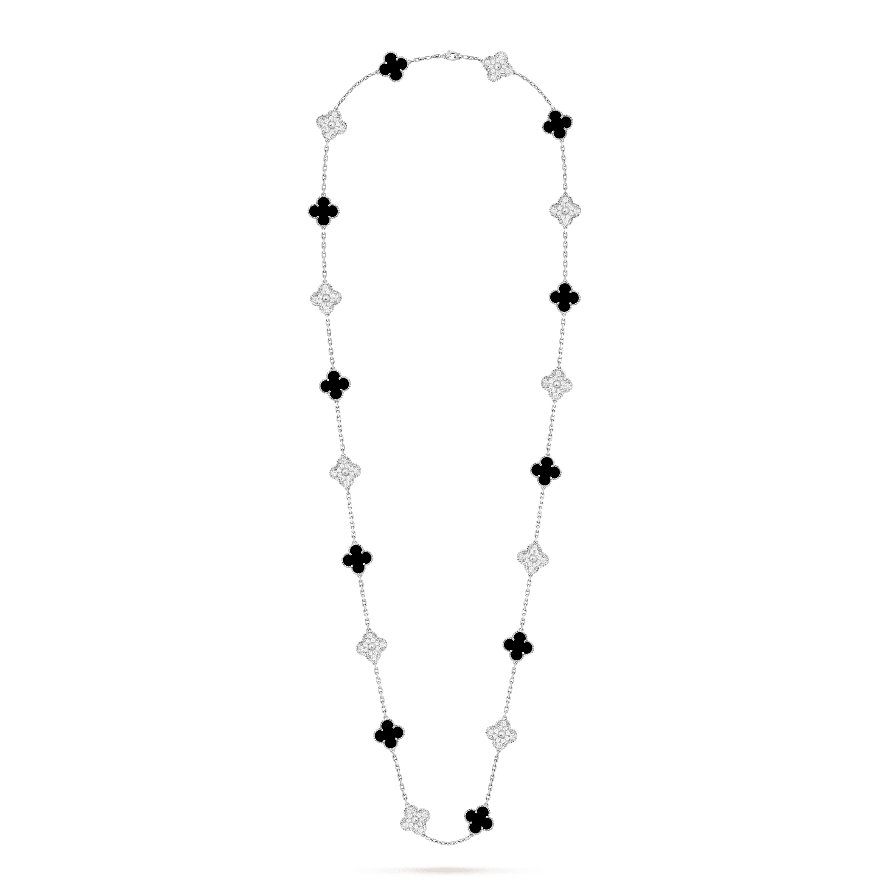 Van Cleef & Arpels. Довге кольє Vintage Alhambra із білого золота з оніксом