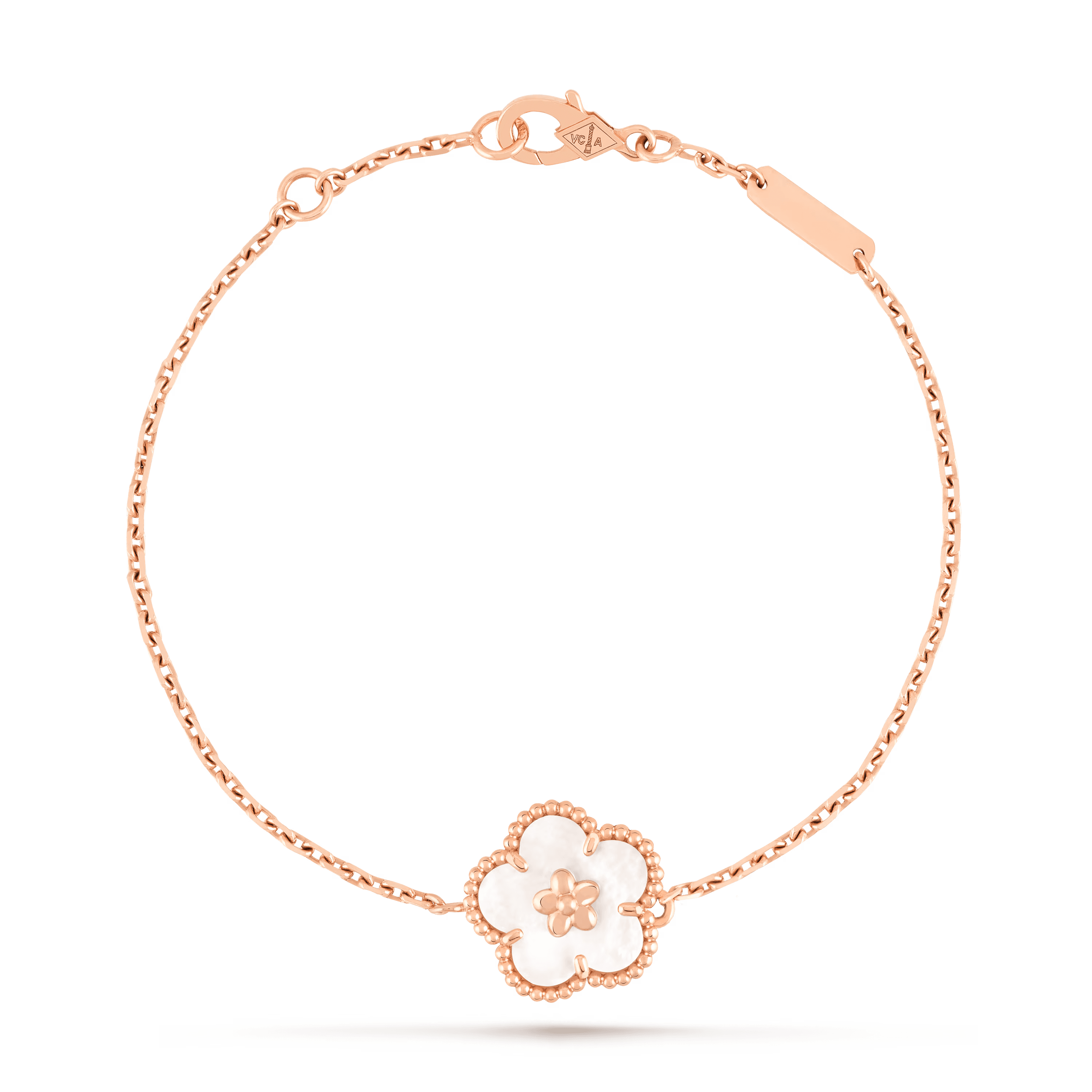 Van Cleef & Arpels. Браслет Lucky Spring, квітка сливи із рожевого золота з білим перламутром