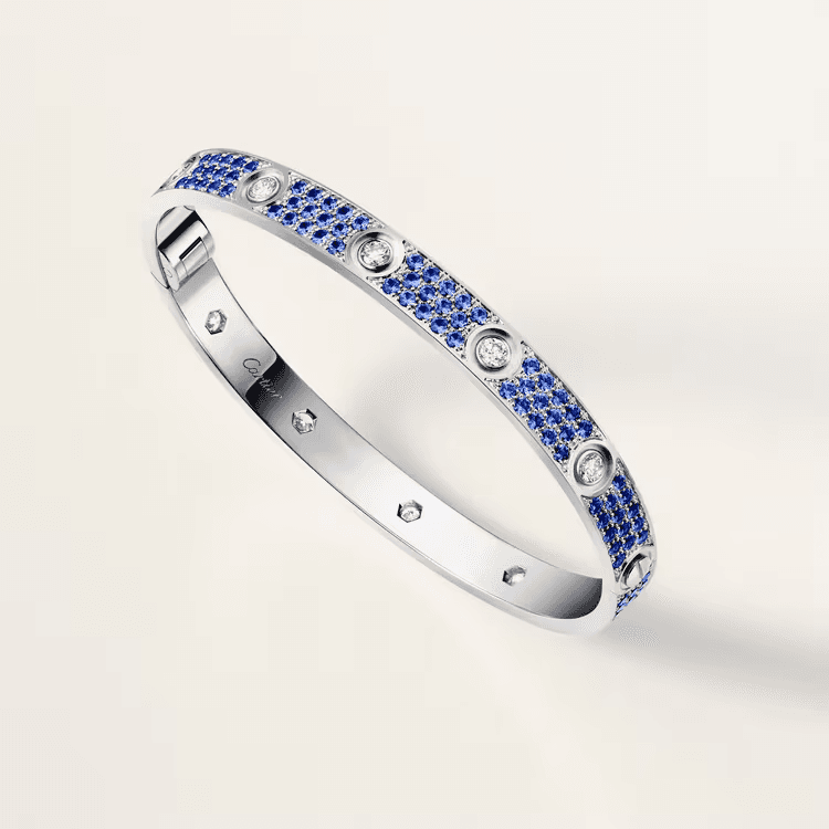 Cartier Браслет LOVE з білого золота, sapphire pavé, 10 diamonds