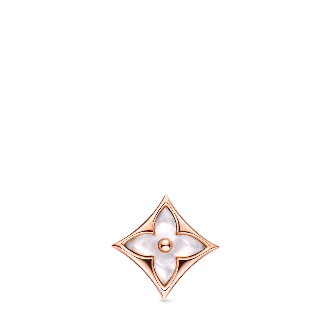 Louis Vuitton. Сережка-гвоздик Color Blossom BB Star, рожеве золото та білий перламутр