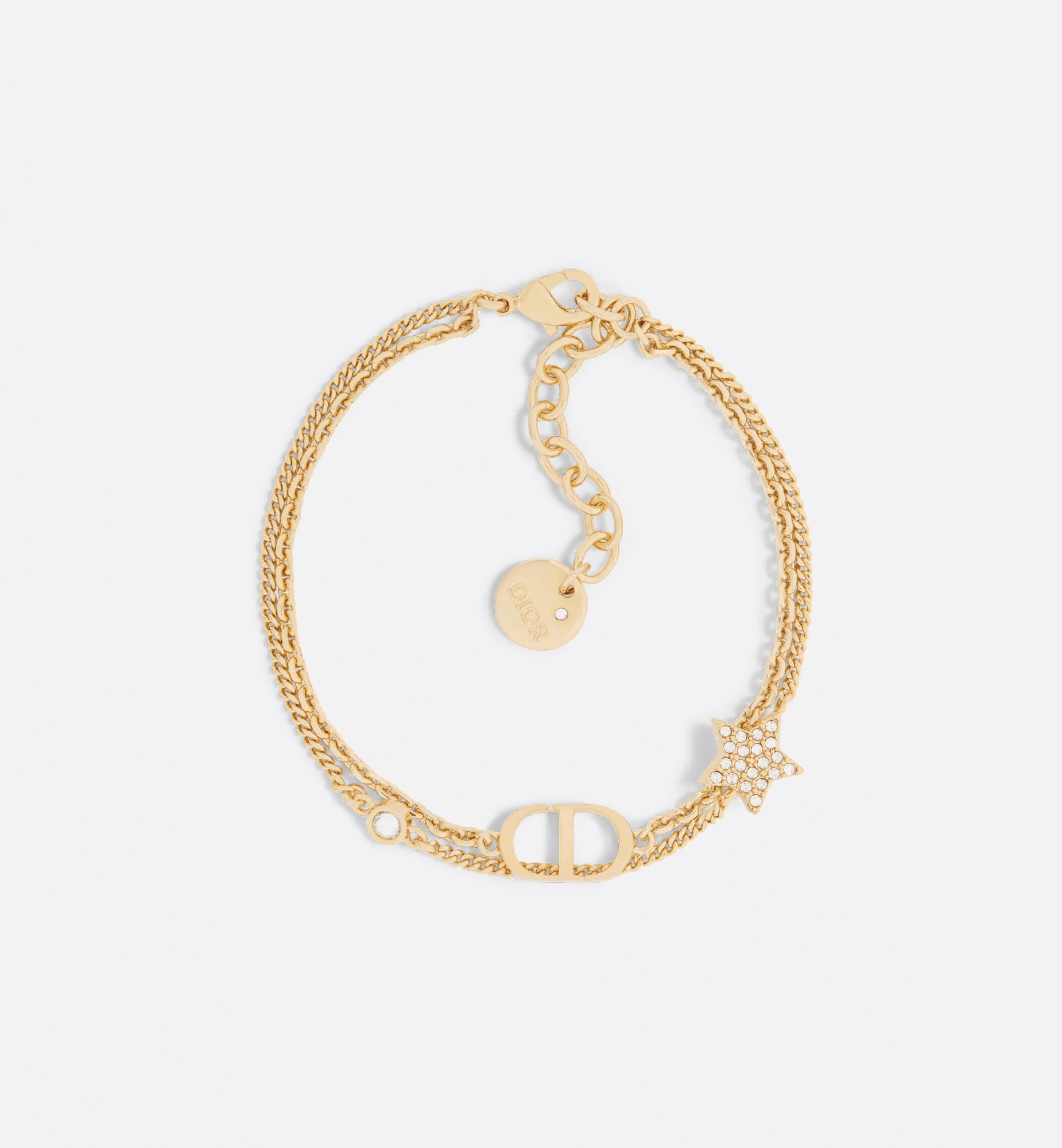 Dior. Подвійний браслет Petit CD, жовте золото