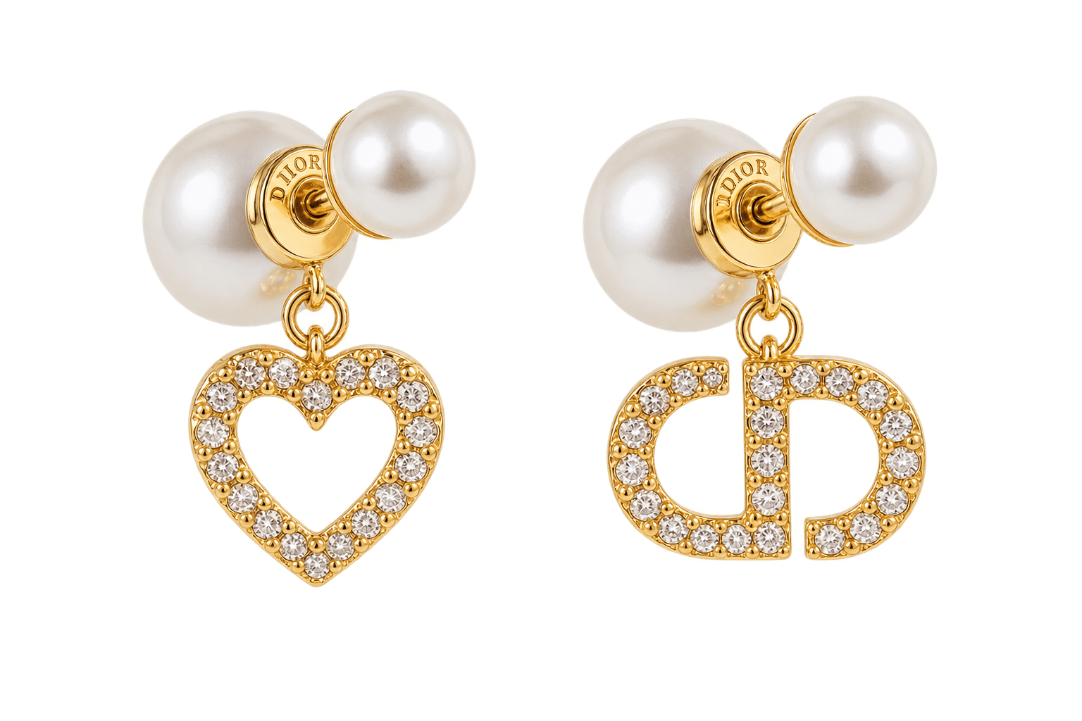 Dior. Сережки Petit CD, жовте золото