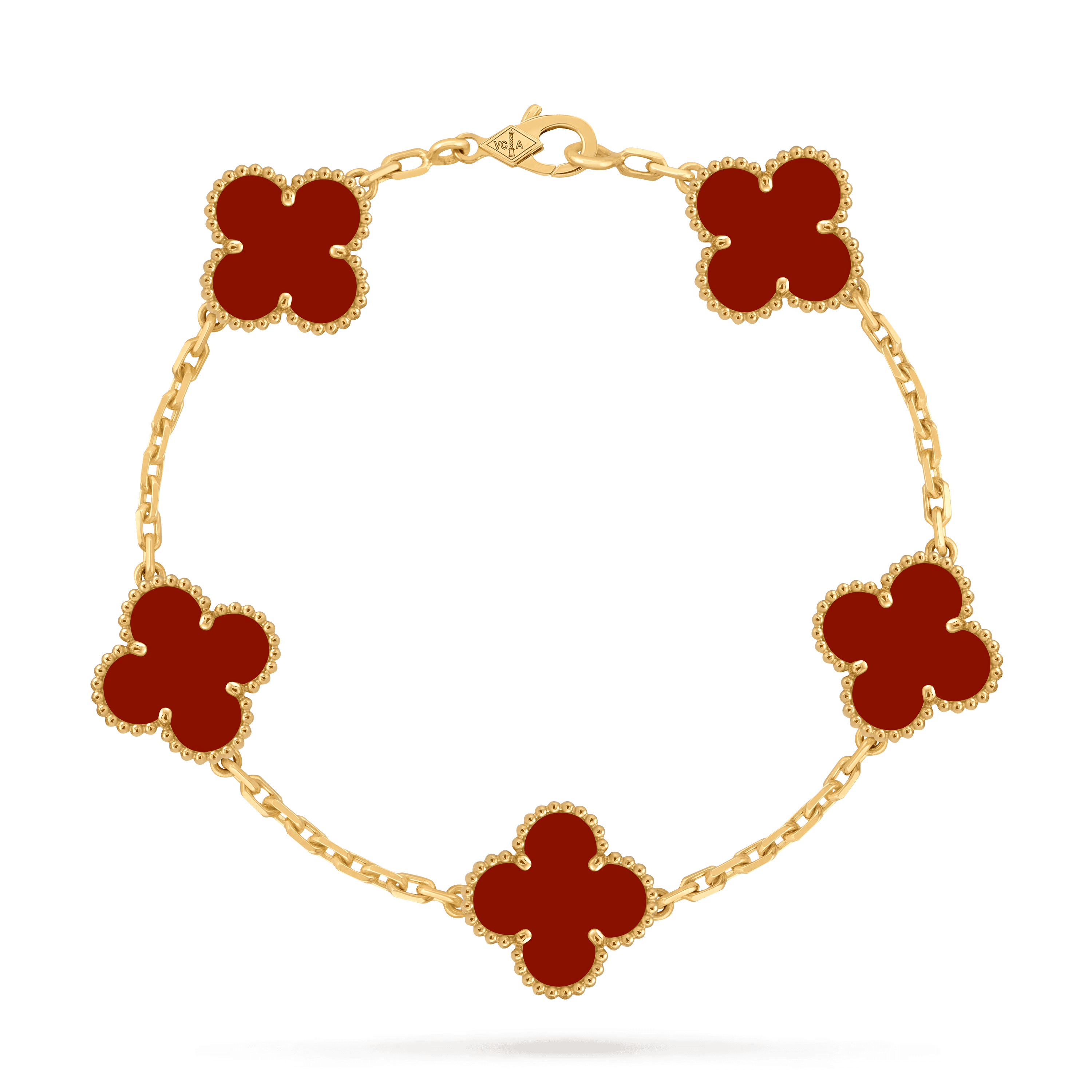 Van Cleef & Arpels. Браслет Vintage Alhambra із жовтого золота з корнеолом