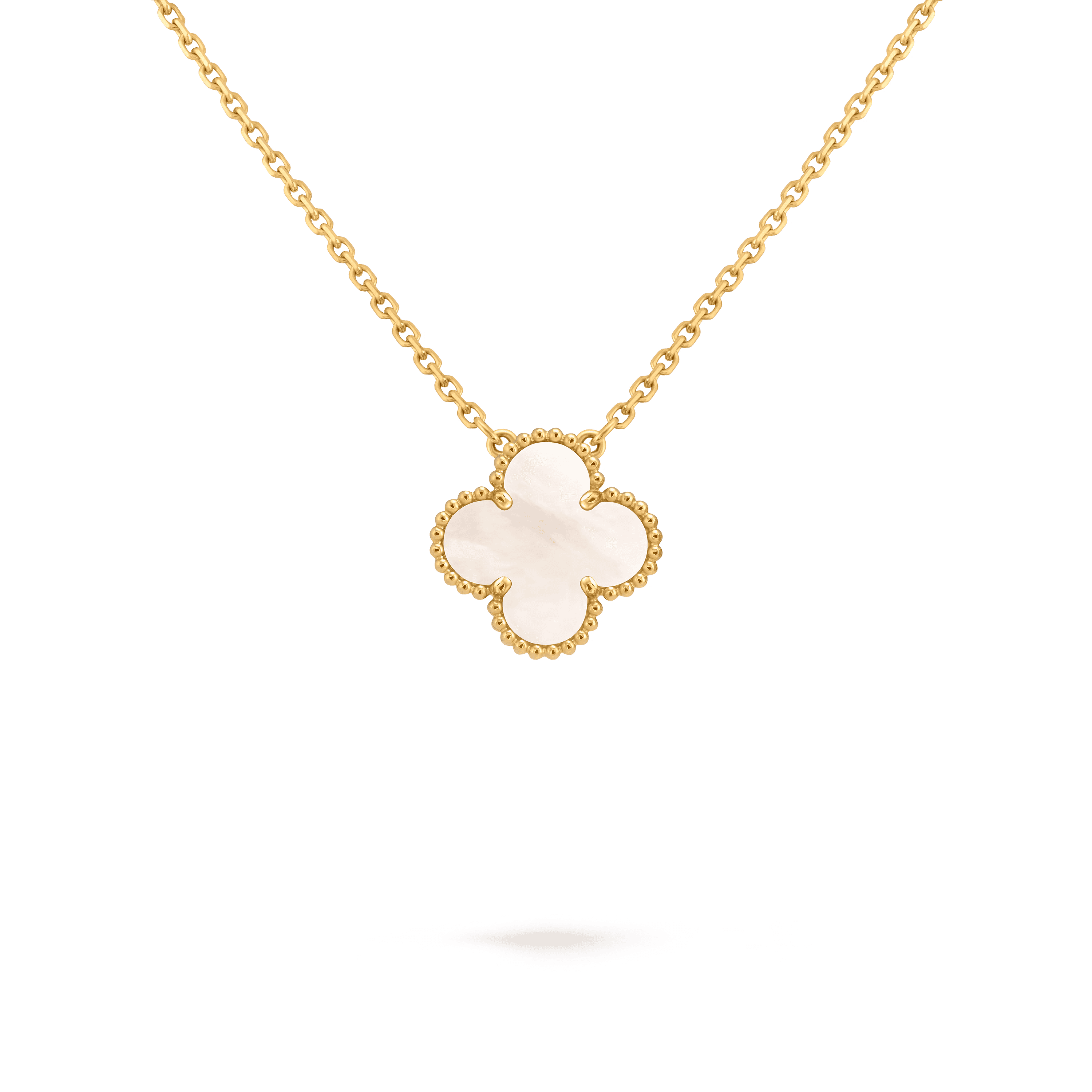 Van Cleef & Arpels. Підвіска Vintage Alhambra із жовтого золота з білим перламутром