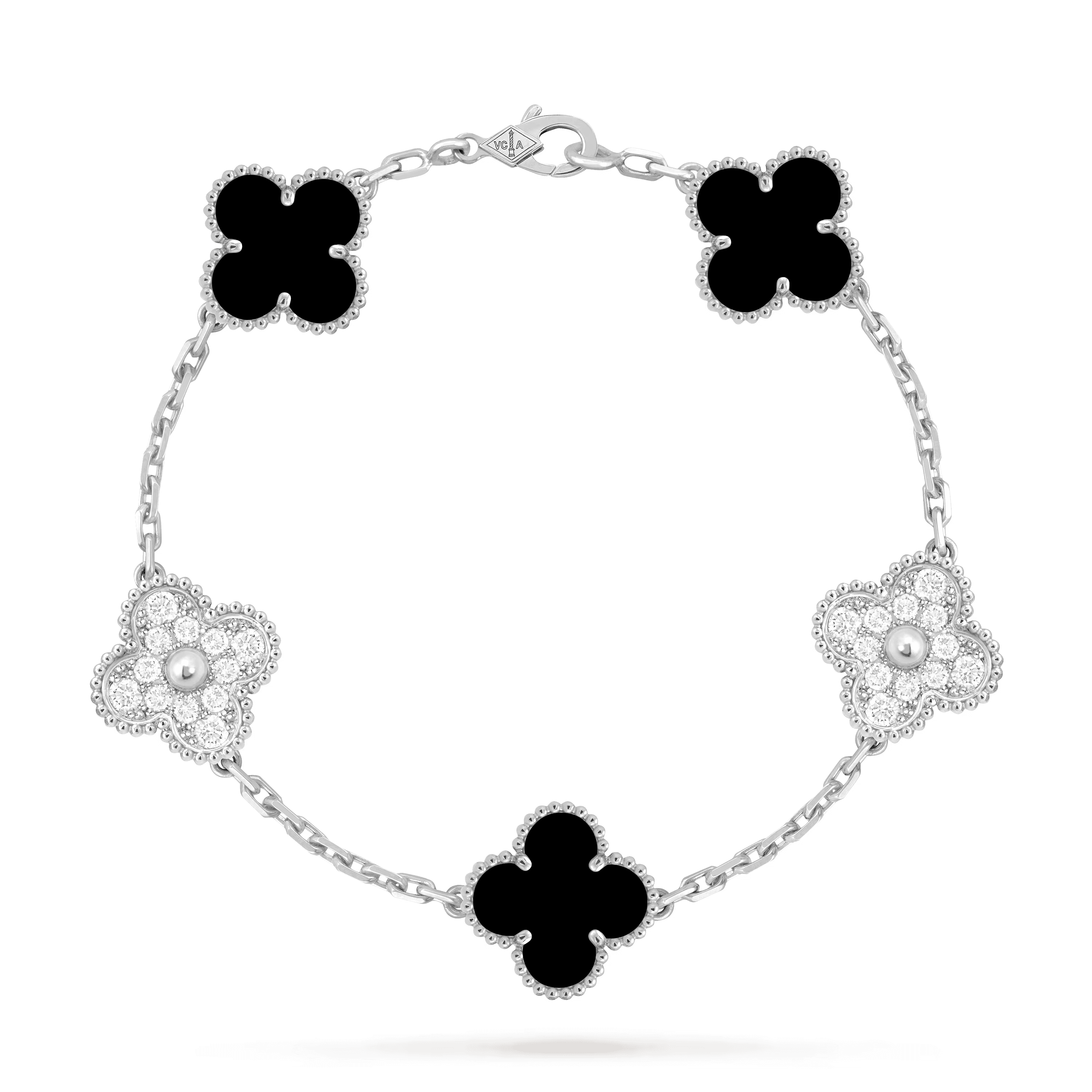 Van Cleef & Arpels. Браслет Vintage Alhambra із білого золота з оніксом