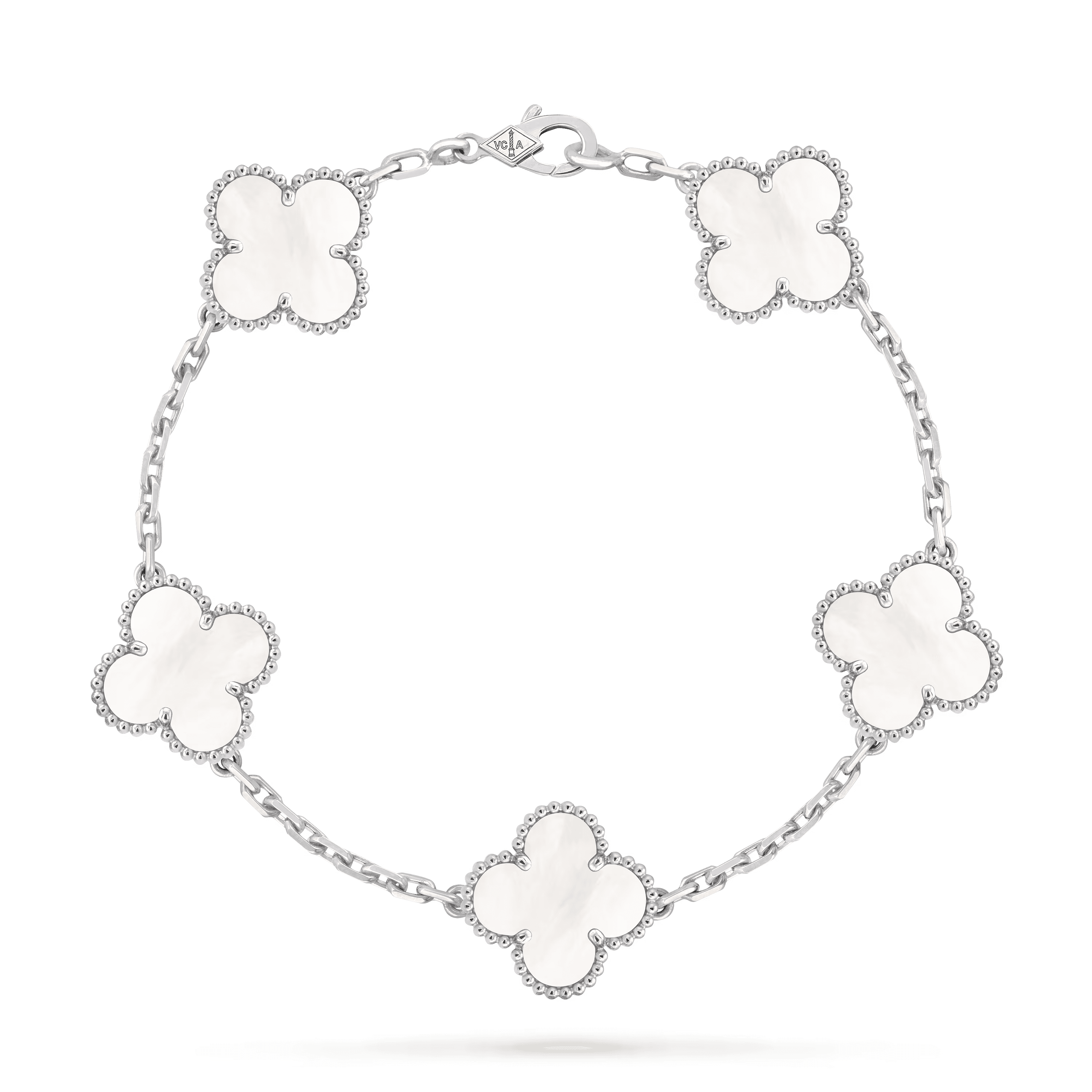 Van Cleef & Arpels. Браслет Vintage Alhambra із білого золота з білим перламутром