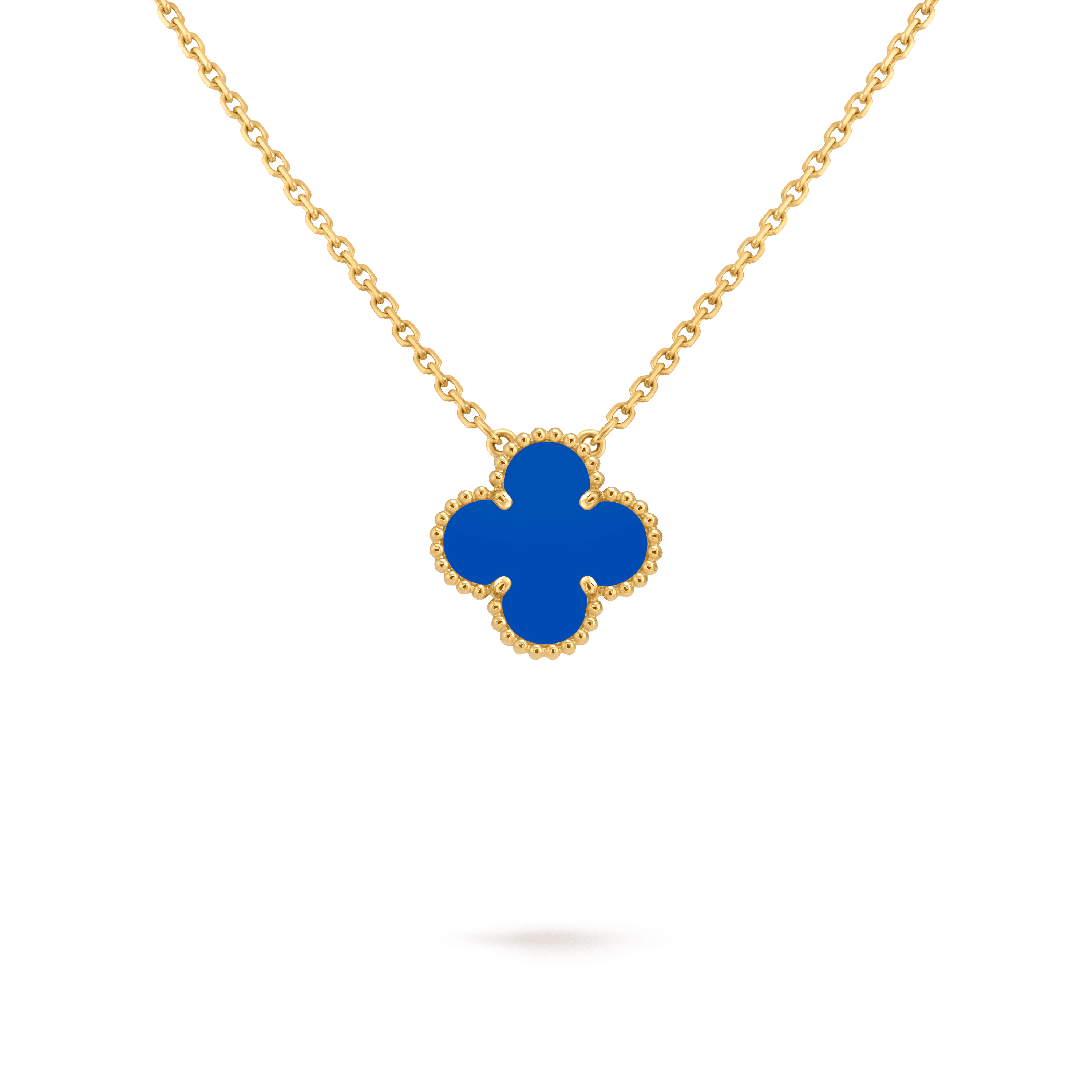 Van Cleef & Arpels. Підвіска Vintage Alhambra із жовтого золота з блакитним агатом