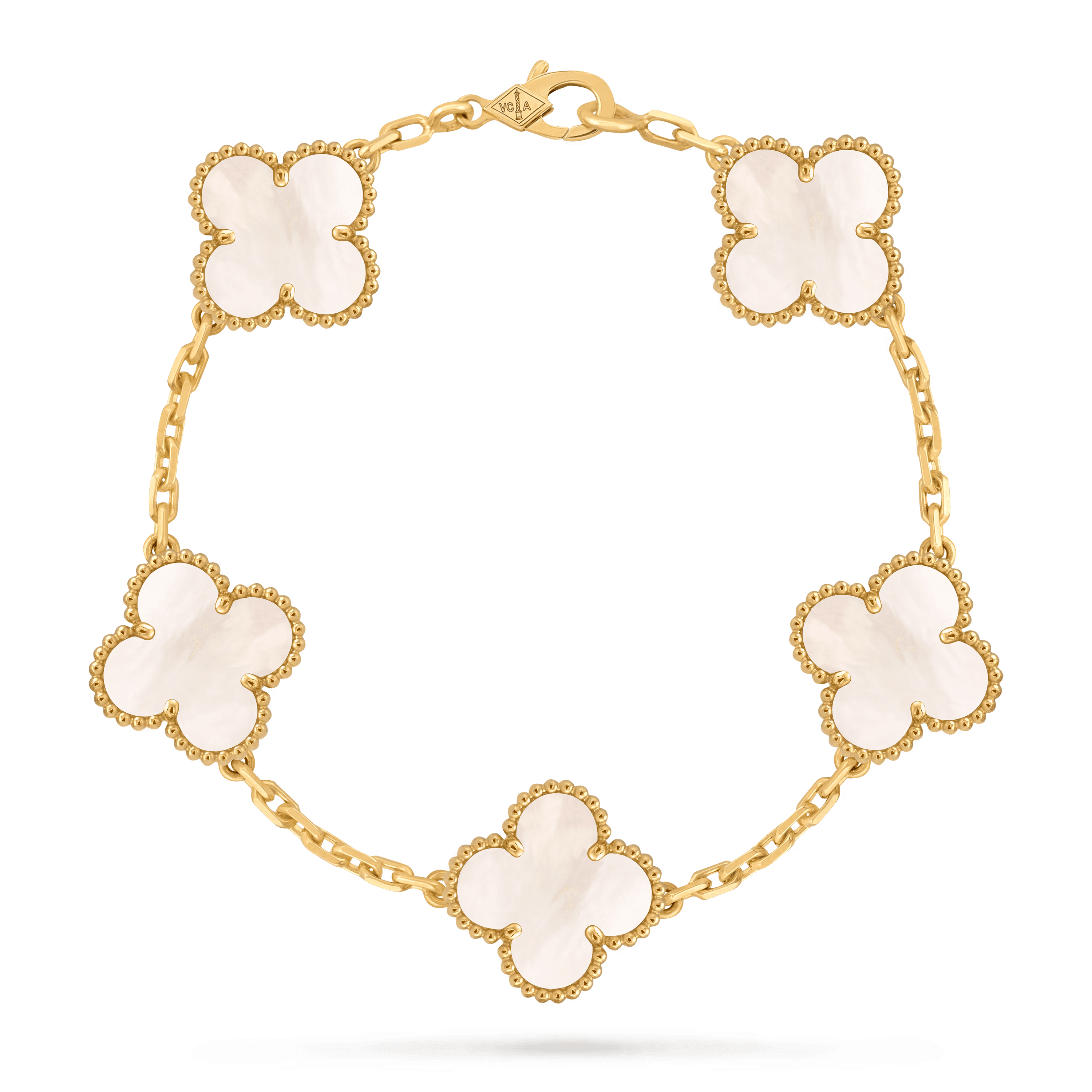 Van Cleef & Arpels. Браслет Vintage Alhambra із жовтого золота з білим перламутром