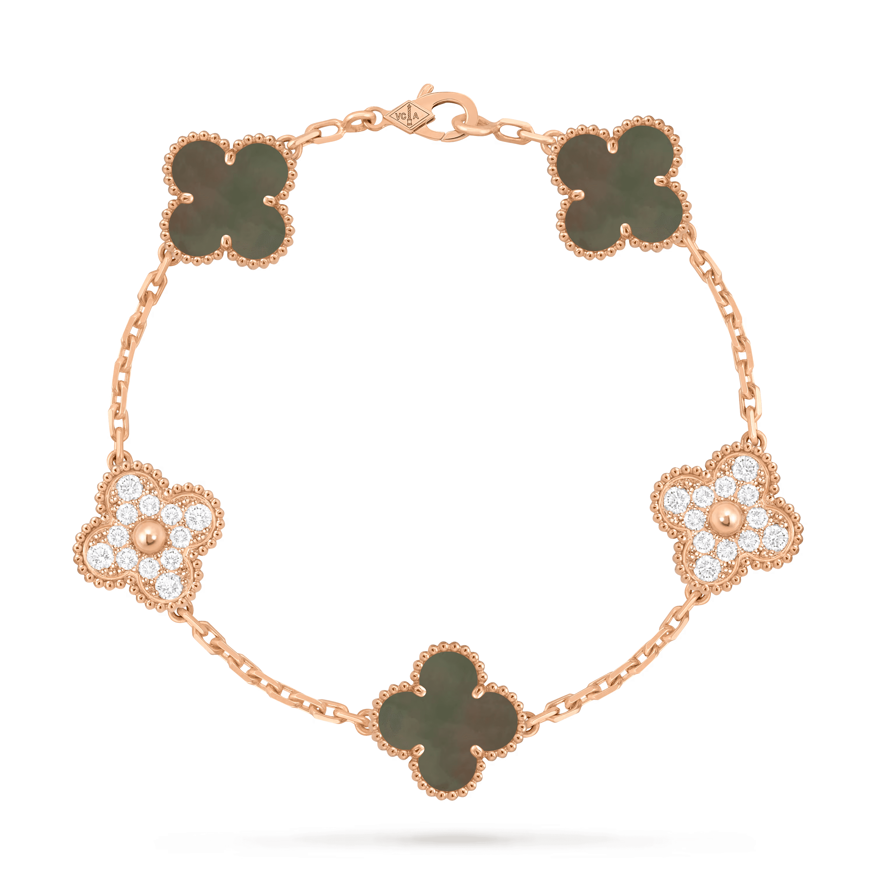 Van Cleef & Arpels. Браслет Vintage Alhambra із рожевого золота з сірим перламутром