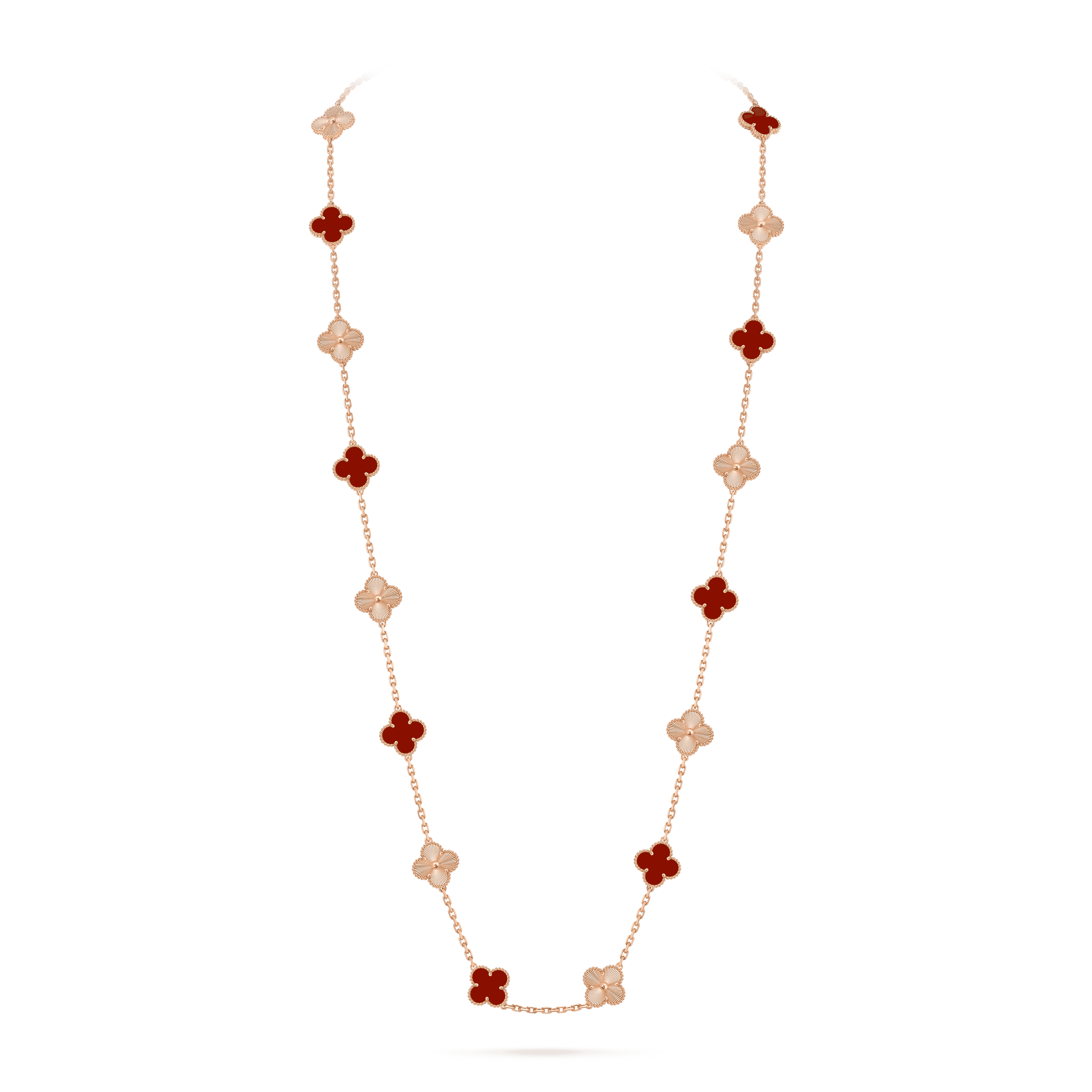 Van Cleef & Arpels. Довге кольє Vintage Alhambra із рожевого золота з сердоліком