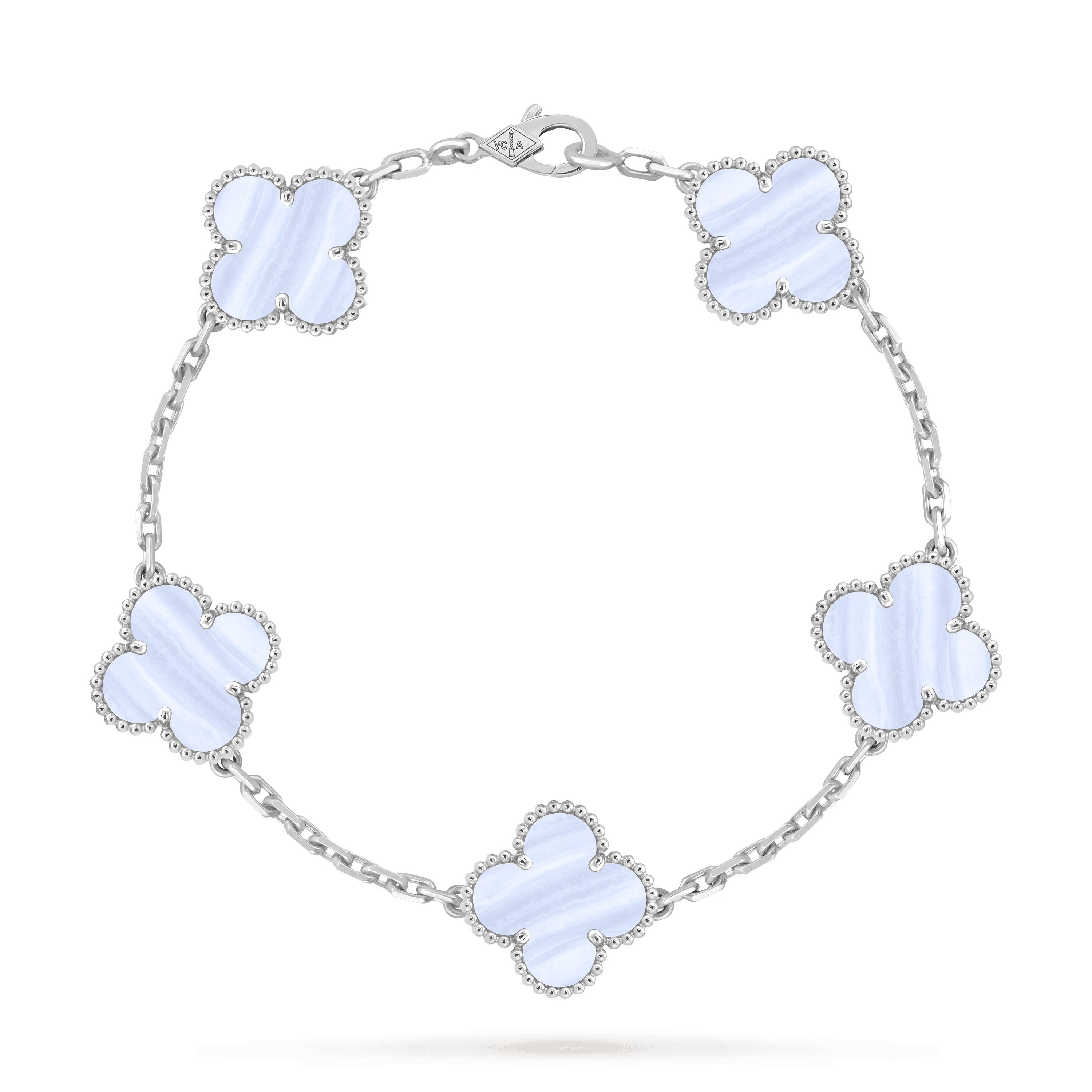 Van Cleef & Arpels. Браслет Vintage Alhambra із білого золота з халцедоном