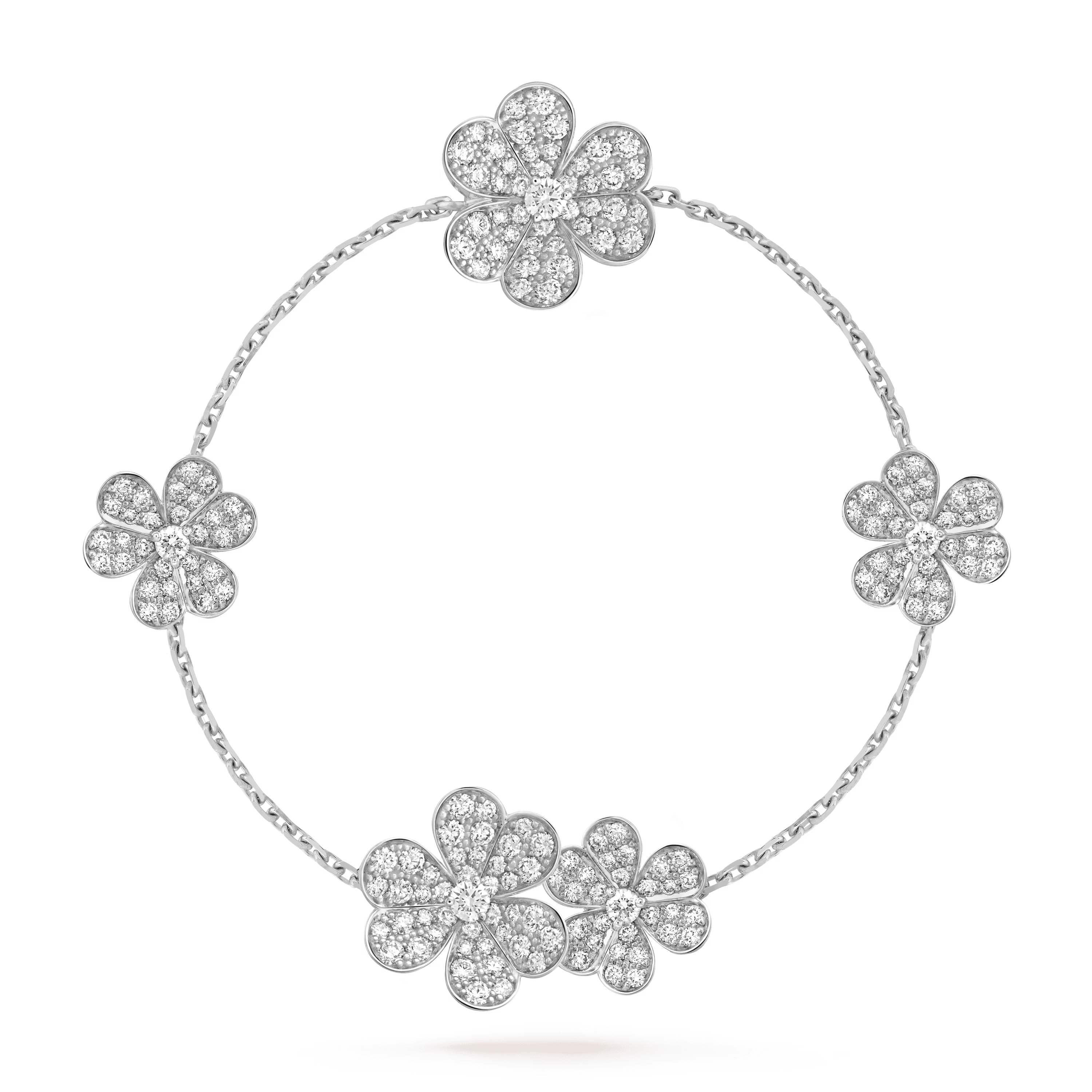 Van Cleef & Arpels. Браслет Frivole, 5 квіток із білого золота