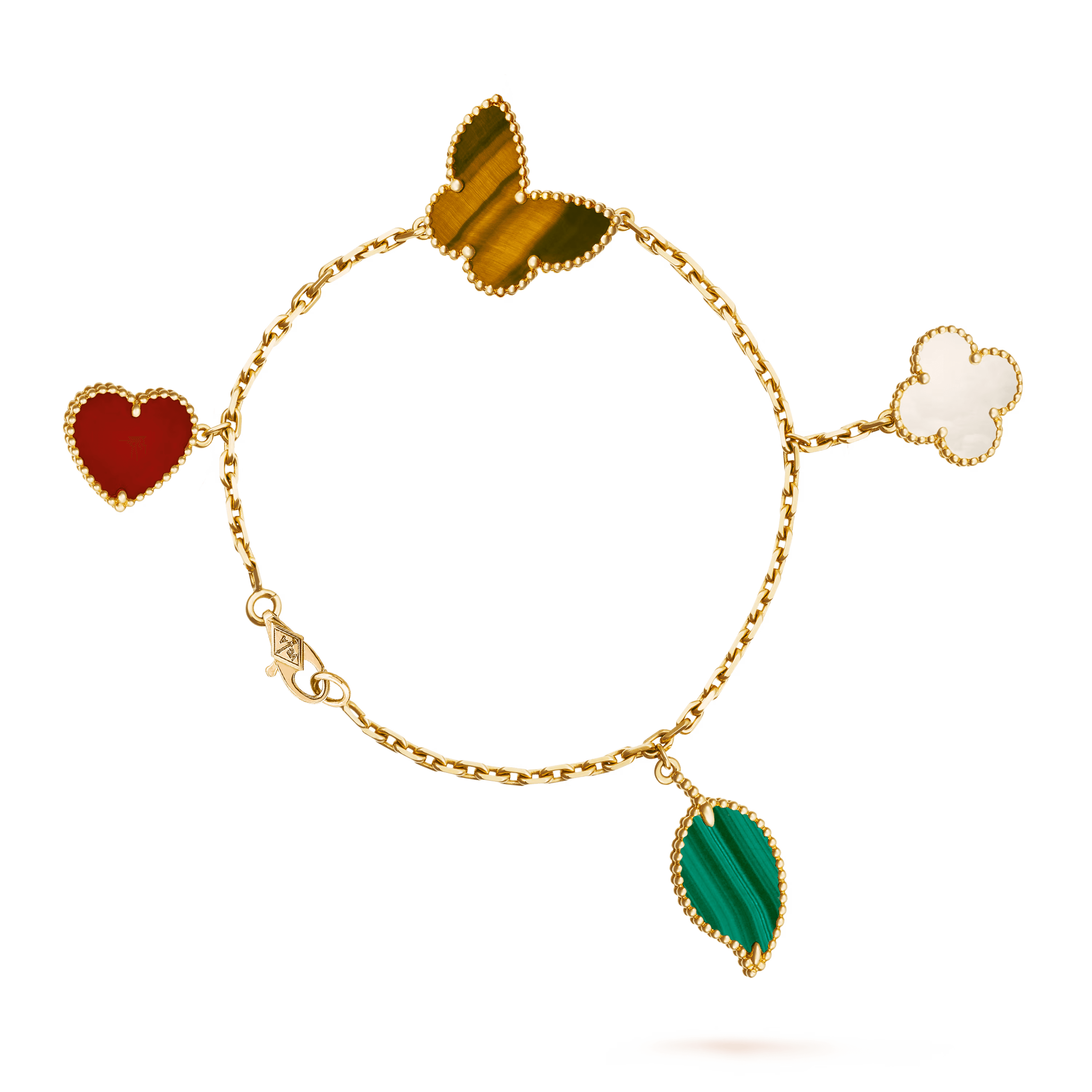 Van Cleef & Arpels. Браслет Lucky Alhambra із жовтого золота в поєднанні з камінням