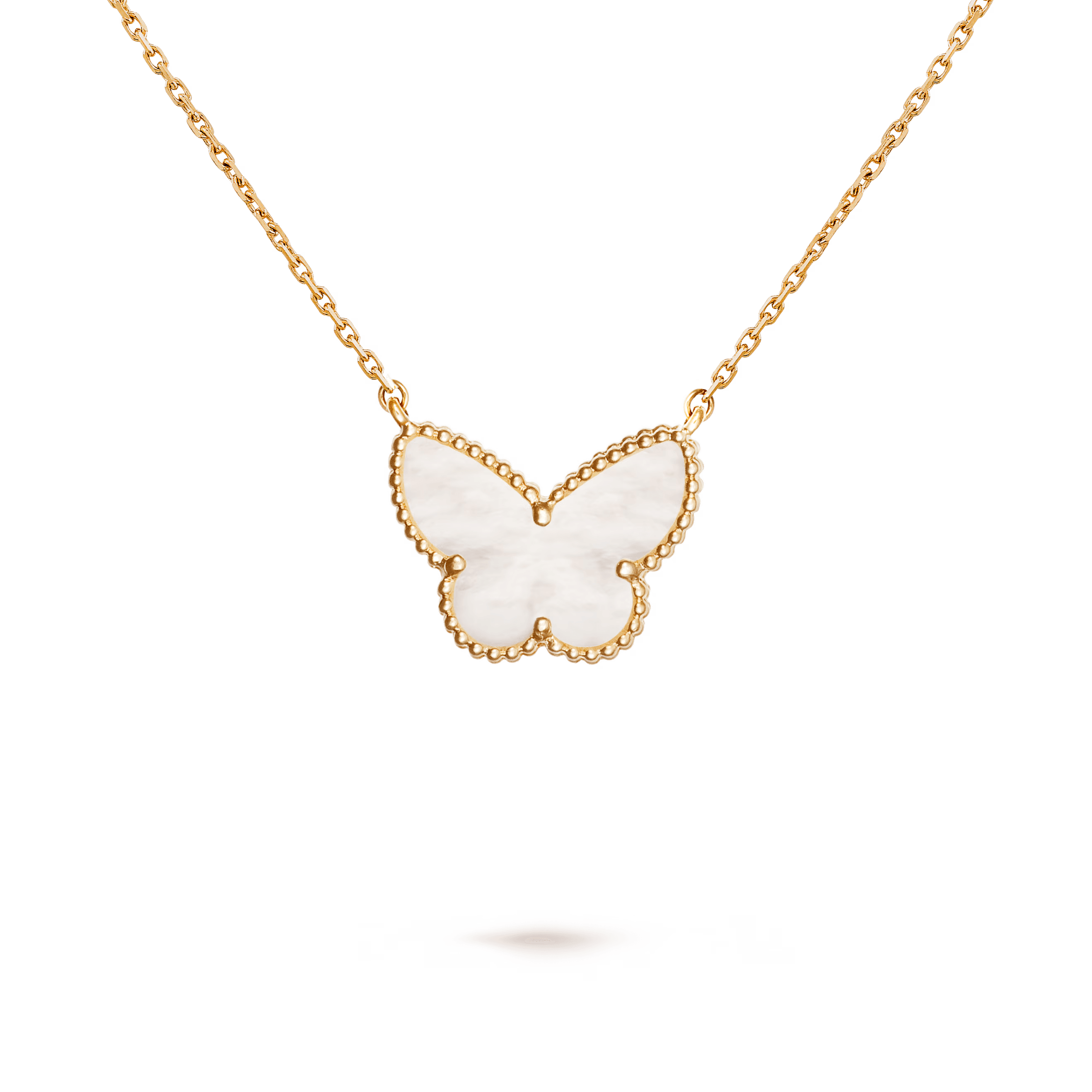 Van Cleef & Arpels. Підвіска Lucky Alhambra Butterfly із жовтого золота з білим перламутром