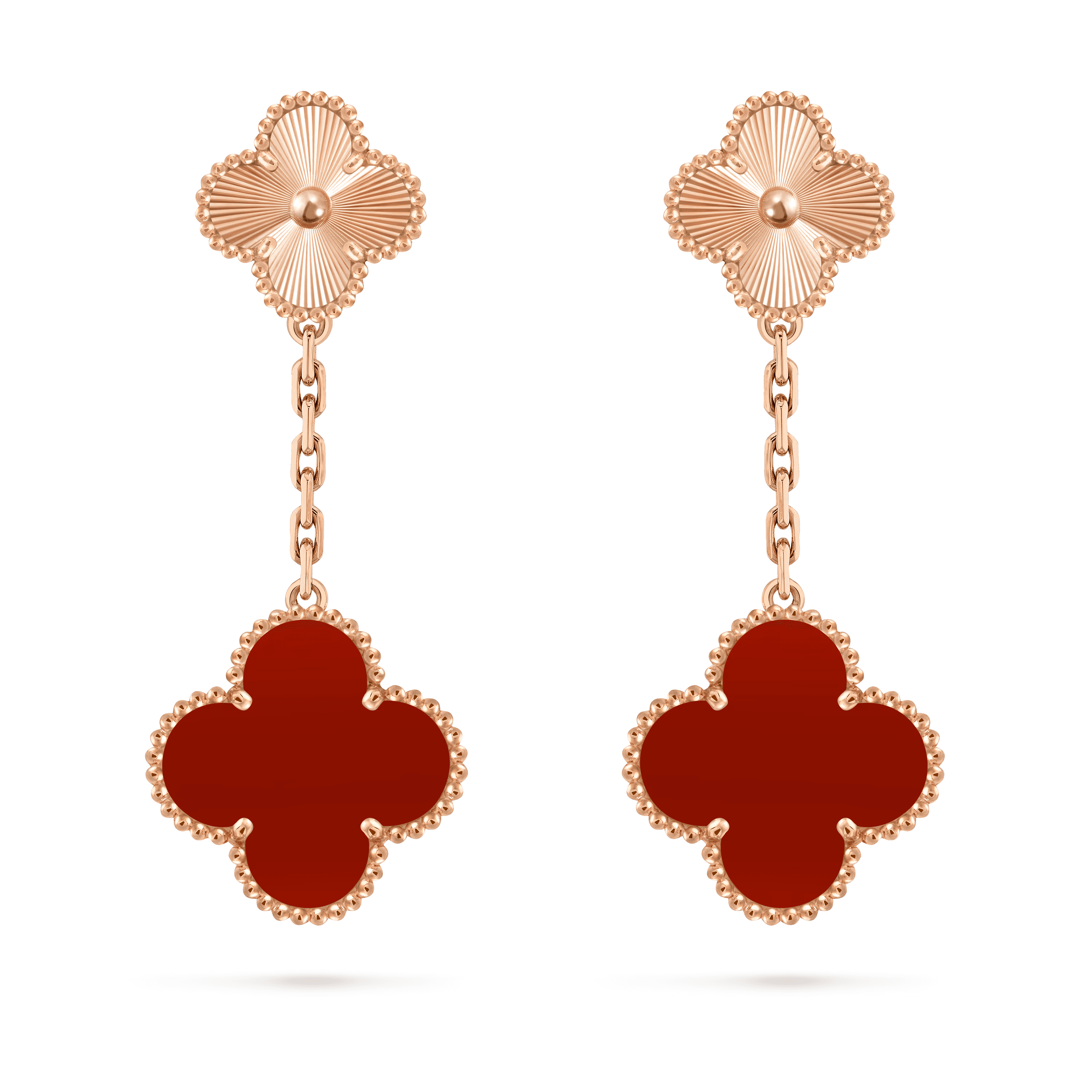 Van Cleef & Arpels. Сережки Magic Alhambra із рожевого золота з сердоліком