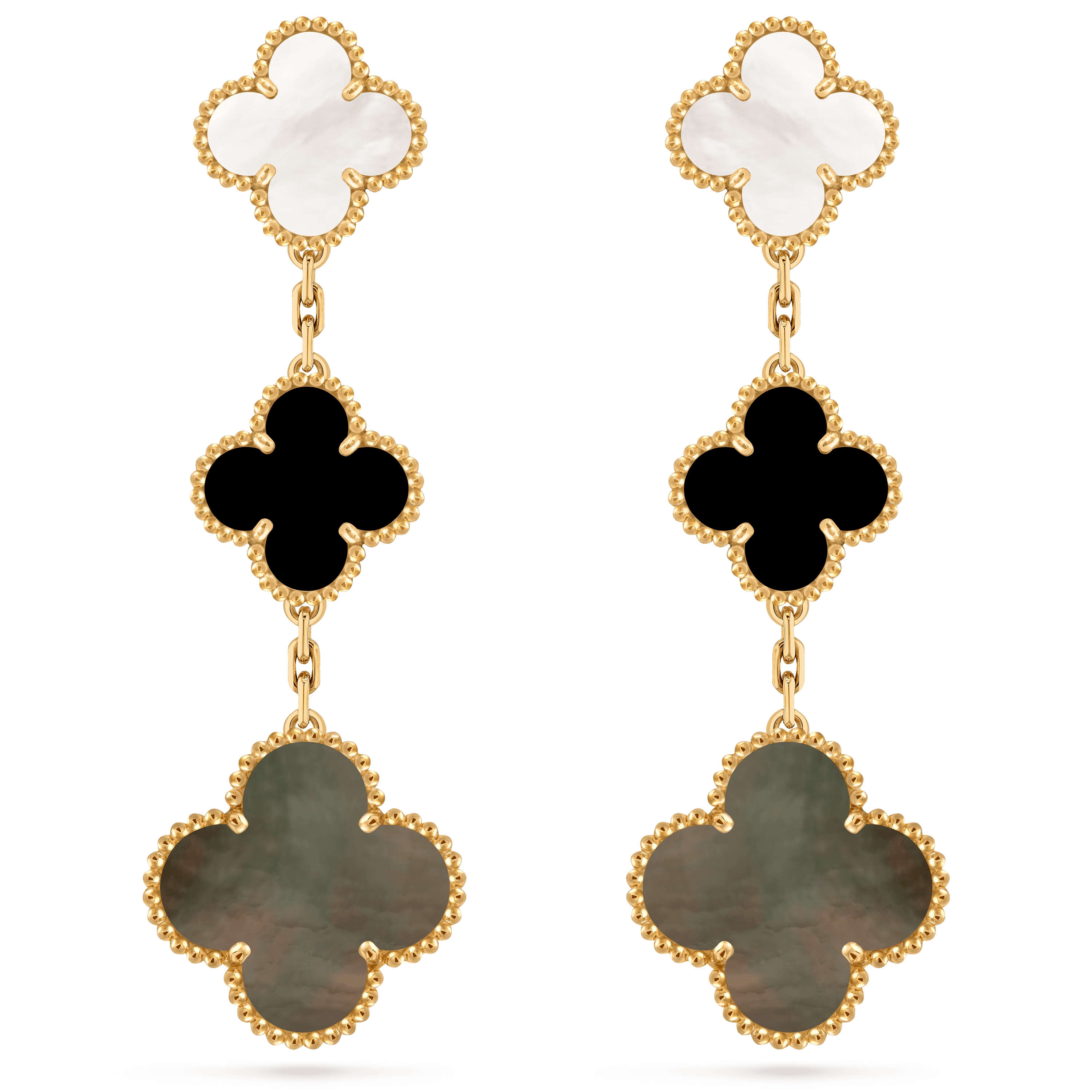 Van Cleef & Arpels. Сережки Magic Alhambra із жовтого золота з перламутром та оніксом