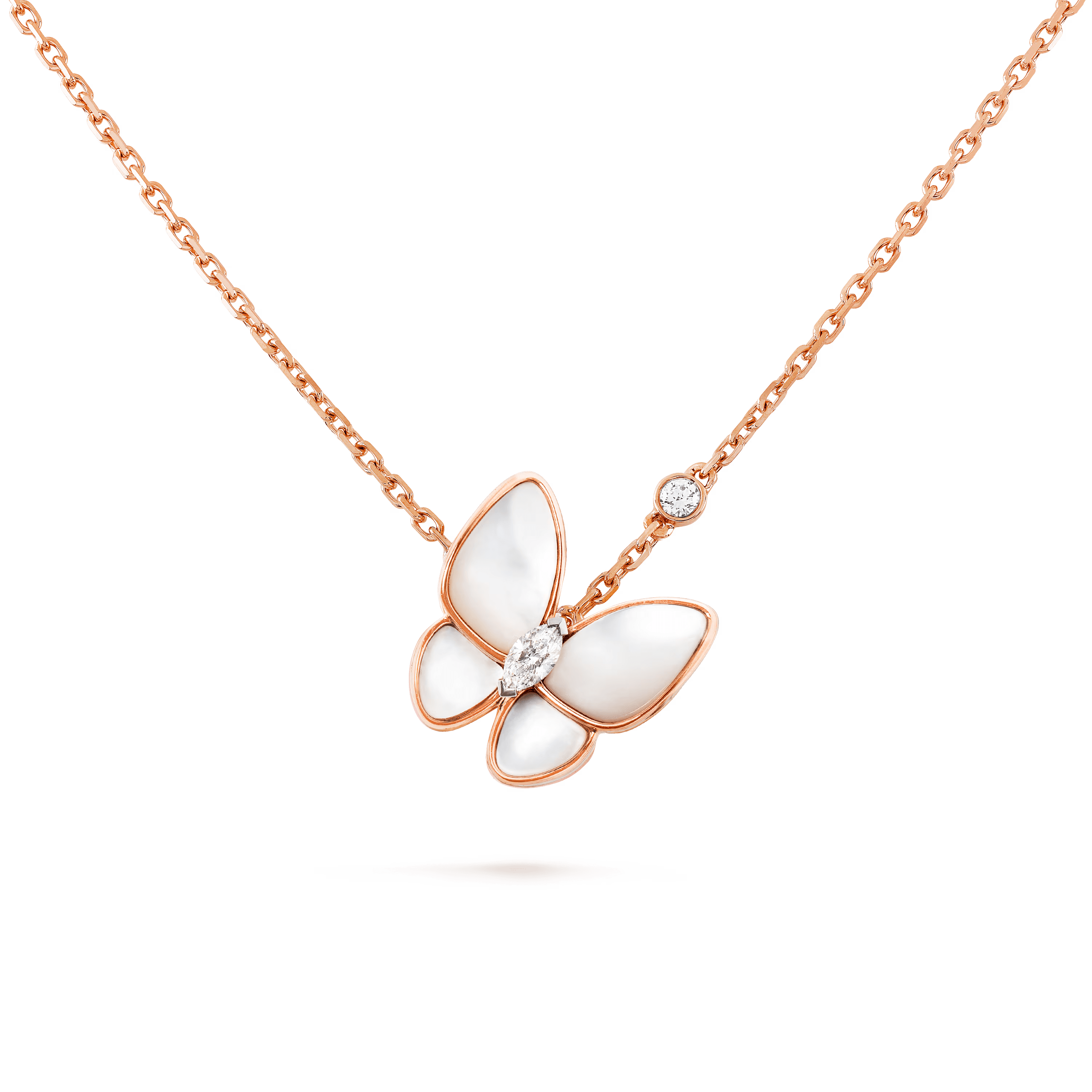Van Cleef & Arpels. Підвіска Two Butterfly із рожевого золота з білим перламутром