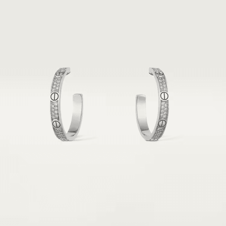 Cartier. Сережки-кільця LOVE, середня модель із білого золота