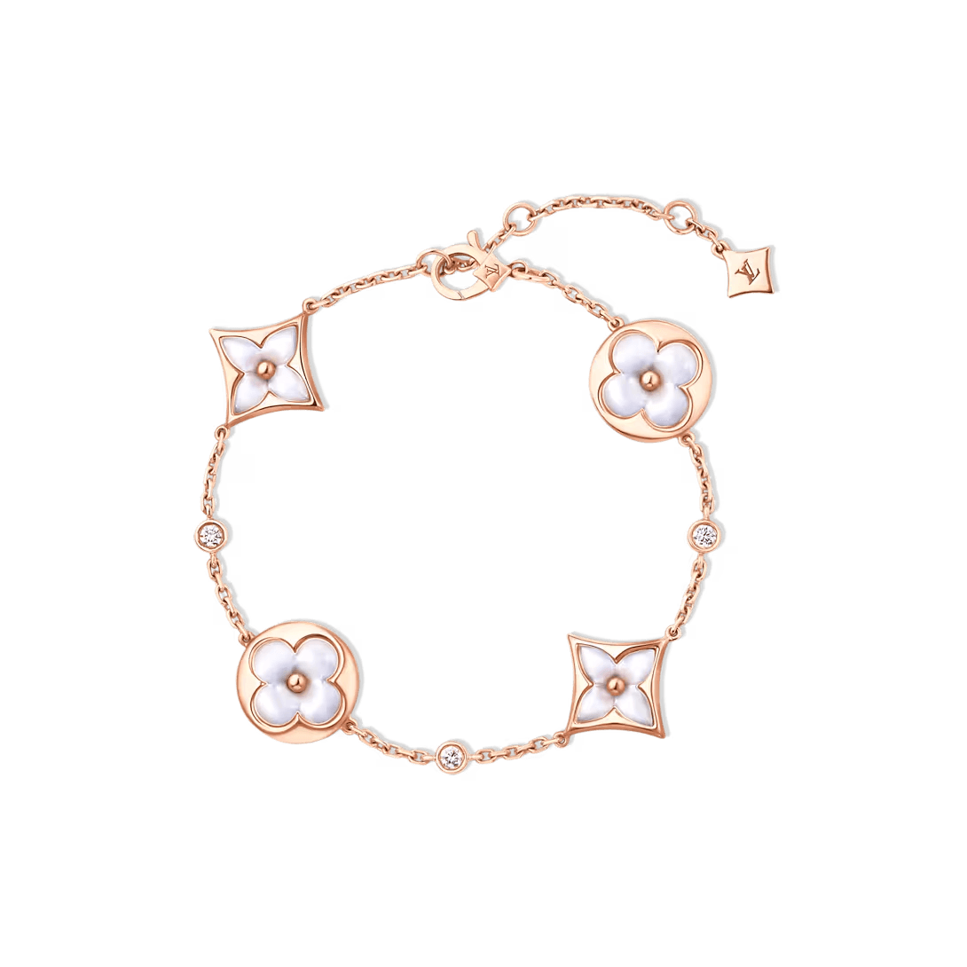 Браслет Color Blossom BB Star and Sun з різними мотивами, рожеве золото, білий перламутр