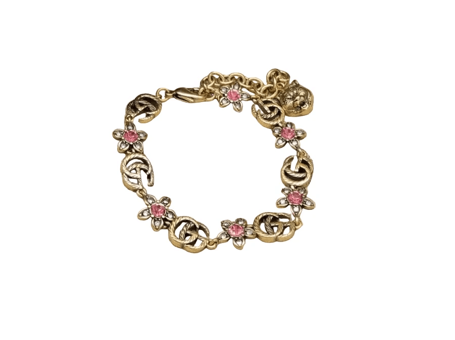 Gucci. Браслет Pink Floral, жовте золото
