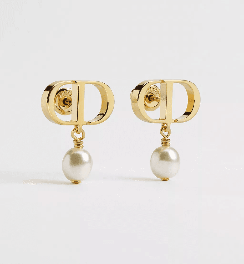 Dior. Сережки Petit CD, жовте золото
