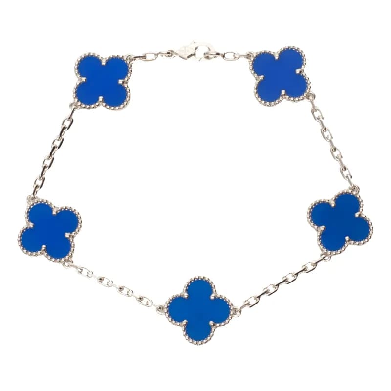 Van Cleef & Arpels. Браслет Vintage Alhambra із білого золота та блакитного агату