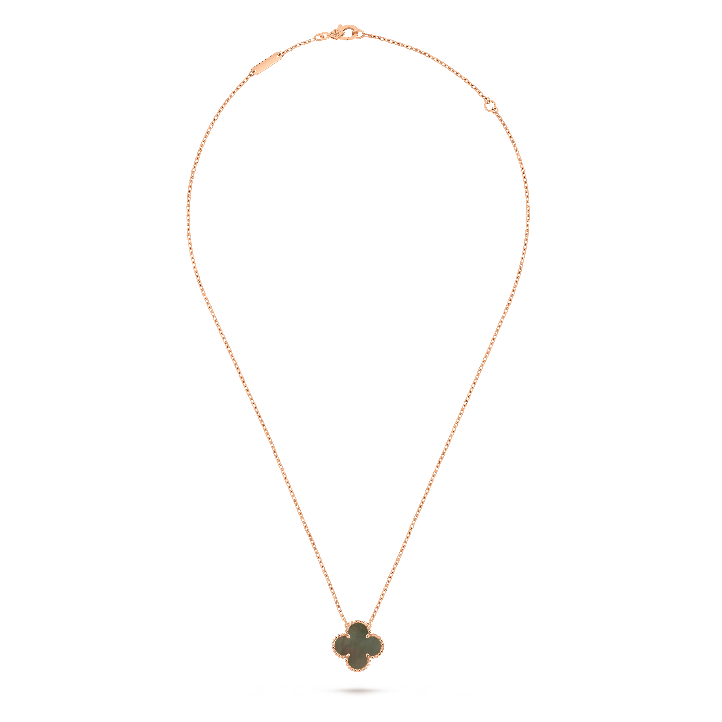 Van Cleef & Arpels. Підвіска Vintage Alhambra із рожевого золота з сірим перламутром