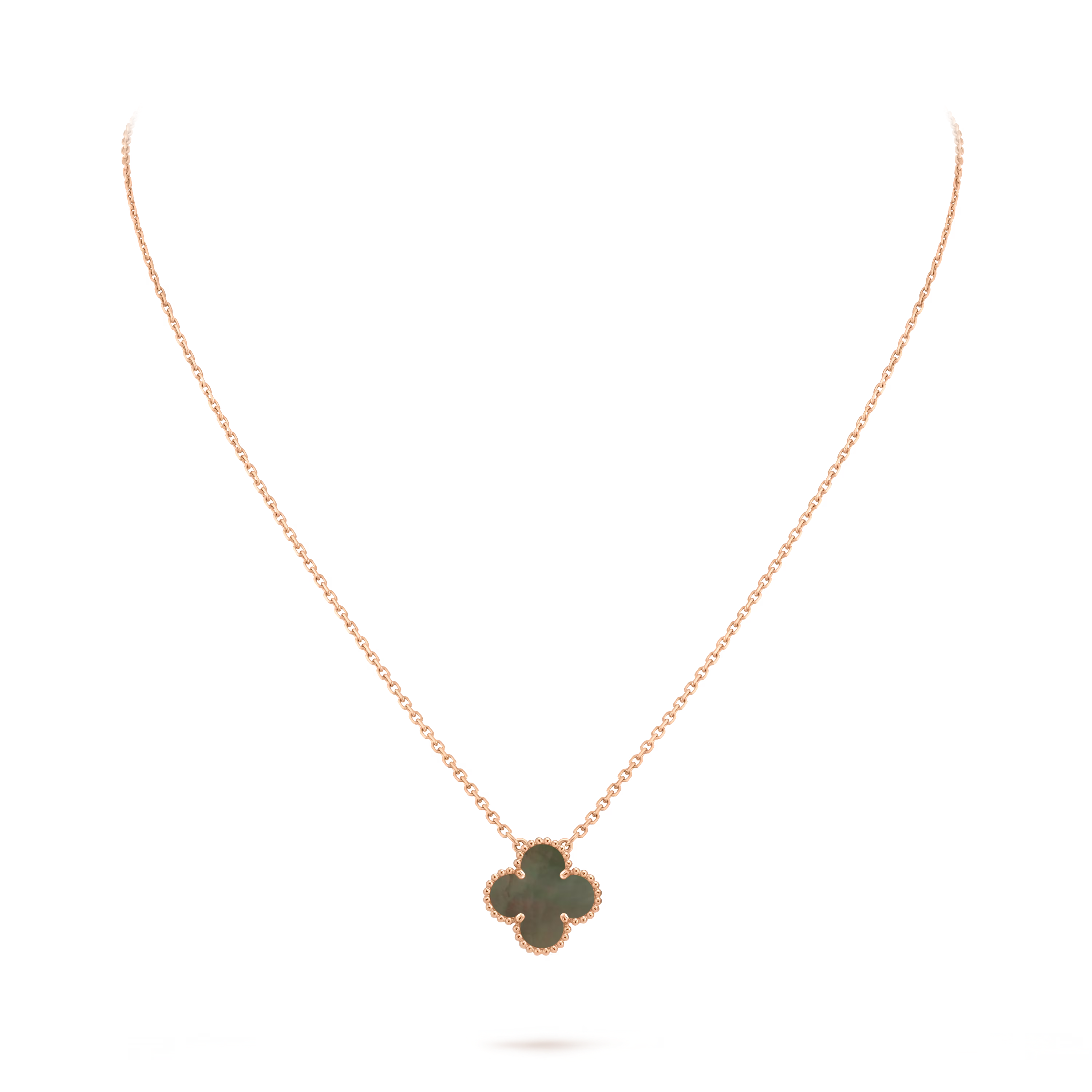 Van Cleef & Arpels. Підвіска Vintage Alhambra із рожевого золота з сірим перламутром