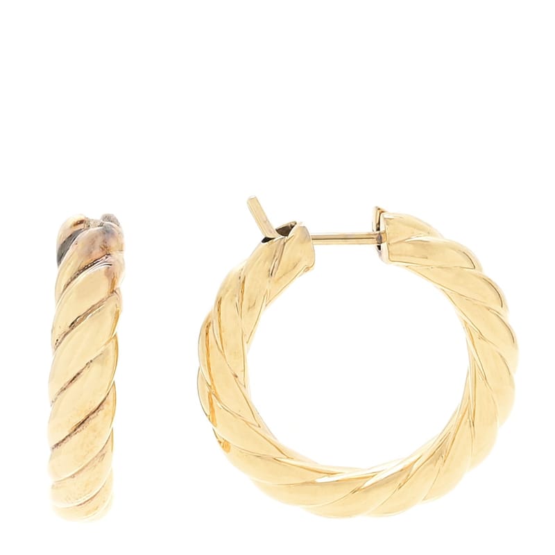 18K жовте золото 25.4mm Sculpted Cable Hoop сережки