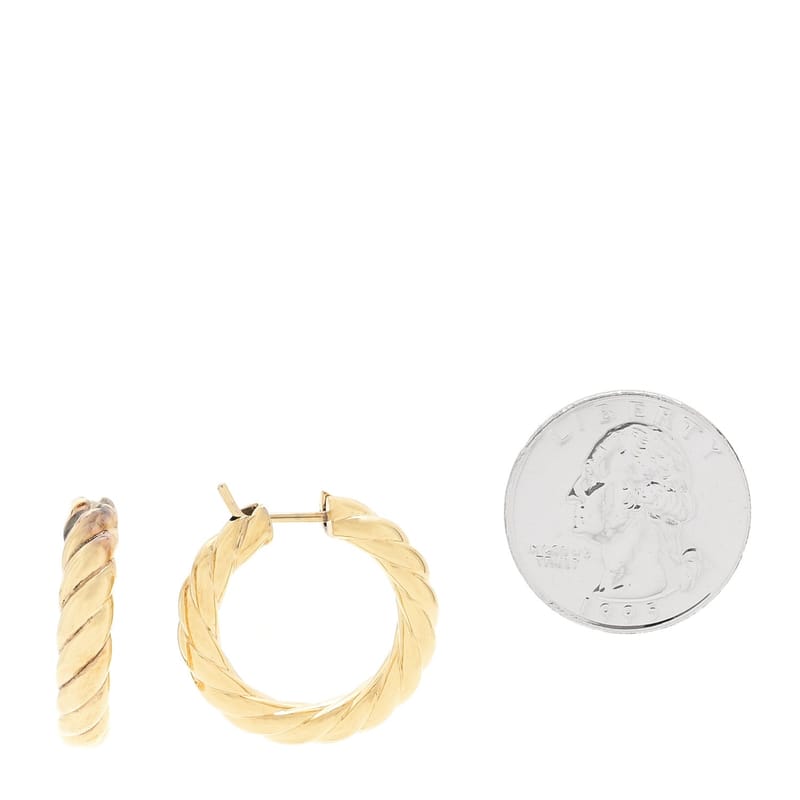 18K жовте золото 25.4mm Sculpted Cable Hoop сережки