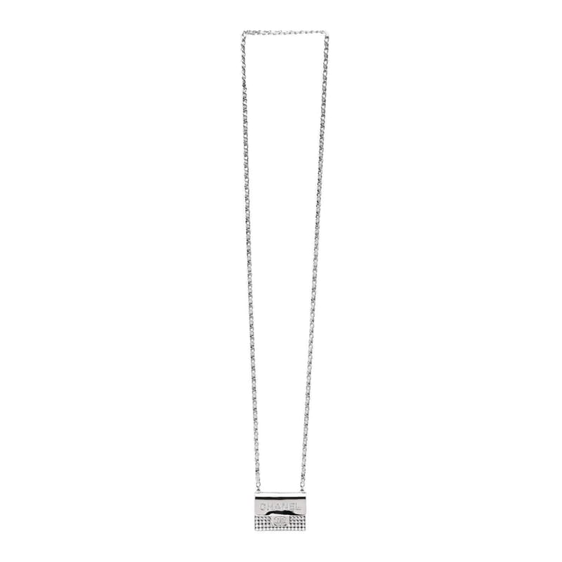 Metal Lambskin Strass Crystal Purse CC Long кольє срібло
