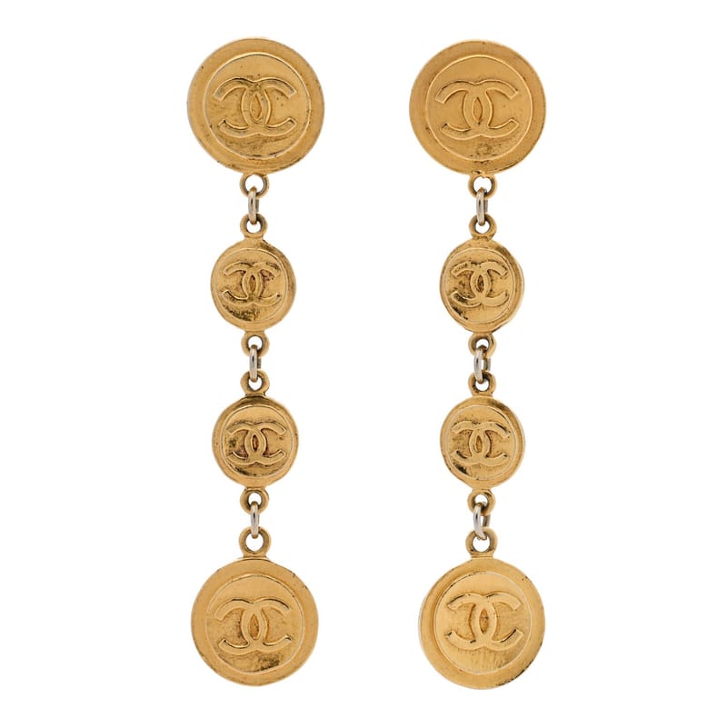 Metal CC Medallion Clip On сережки золото
