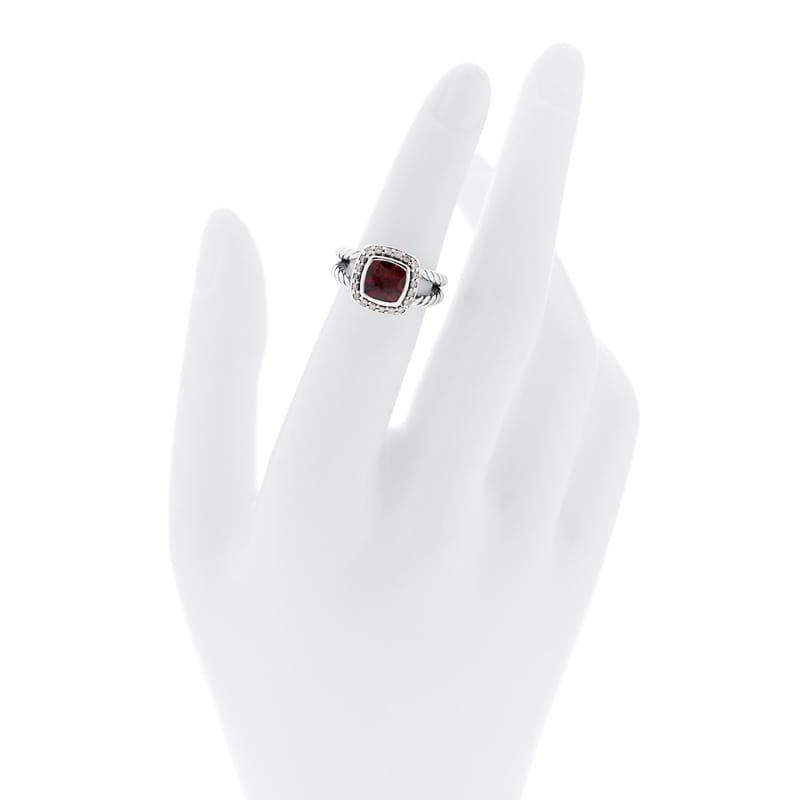 срібло 925 діамант Garnet 7mm Petite Albion каблучка 47 4.25
