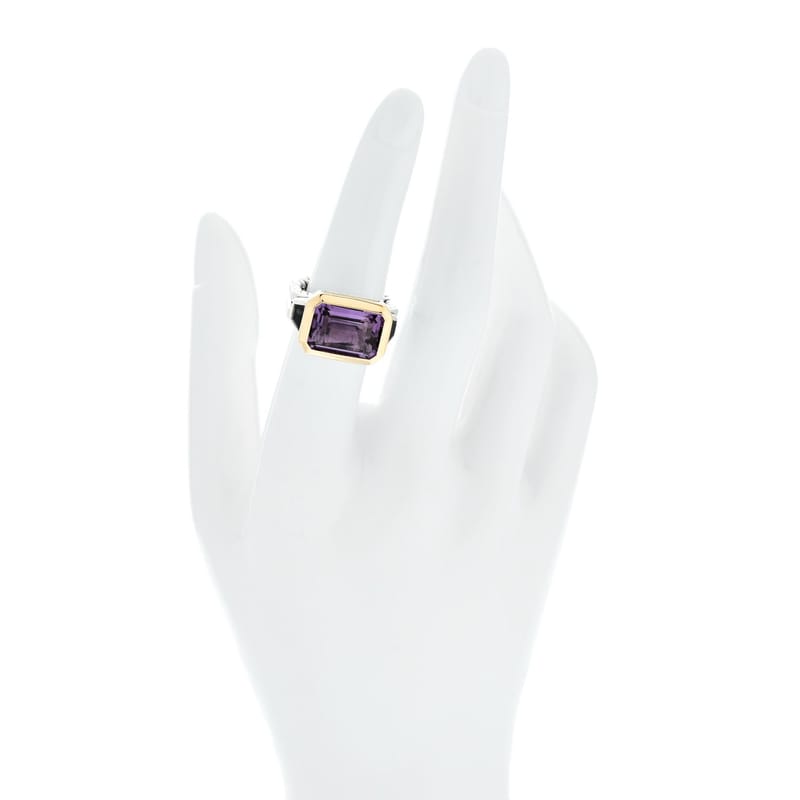 срібло 925 18K жовте золото Amethyst Iolite Three Stone Novella каблучка 52 6