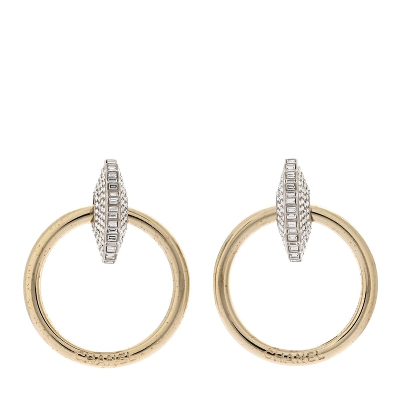 Baguette Crystal Hoop Clip On сережки золото