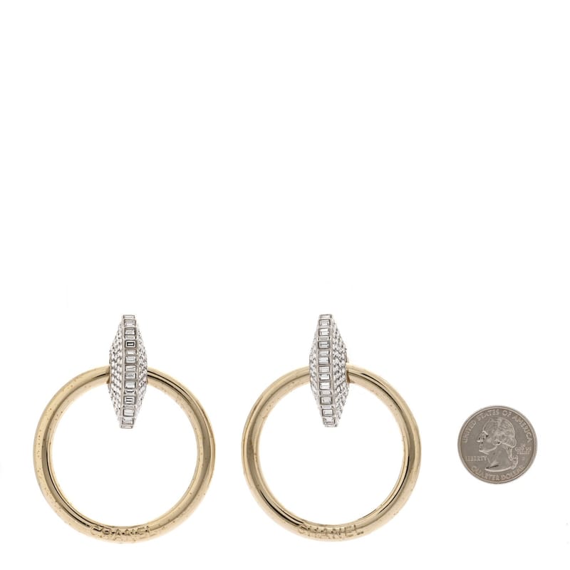 Baguette Crystal Hoop Clip On сережки золото