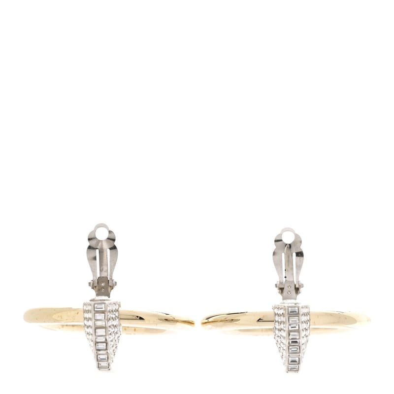 Baguette Crystal Hoop Clip On сережки золото