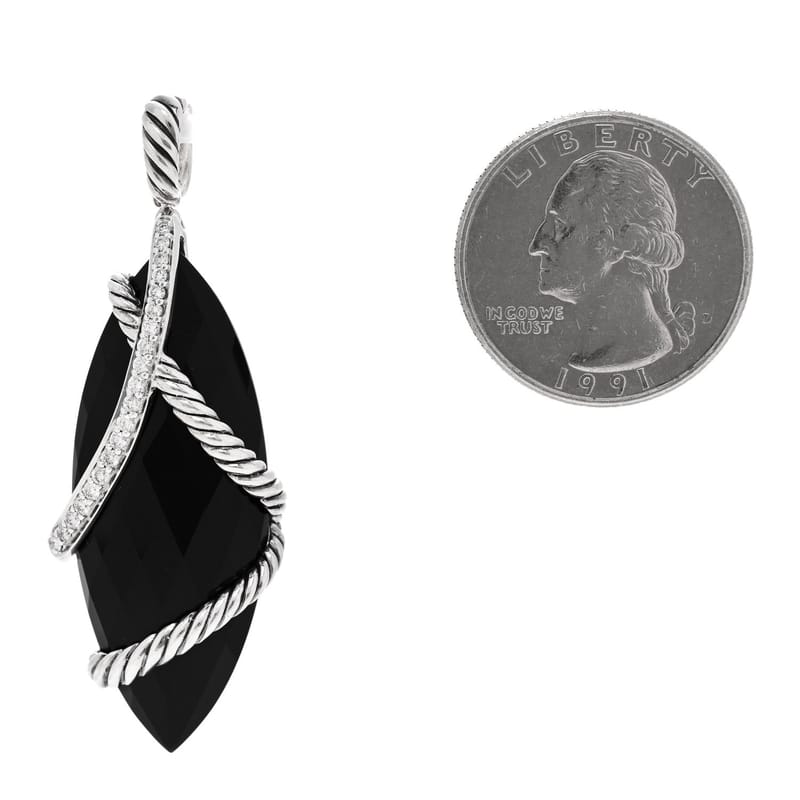 срібло 925 чорний онікс діамант 16mm Cable Wrap Enhancer підвіска