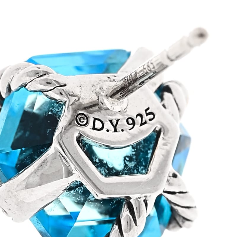 срібло 925 діамант Blue Topaz 10mm Cable Wrap сережки