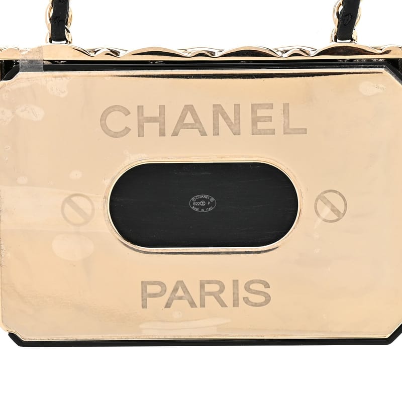 Metal Resin Lambskin Flap Bag Long кольє золото чорний