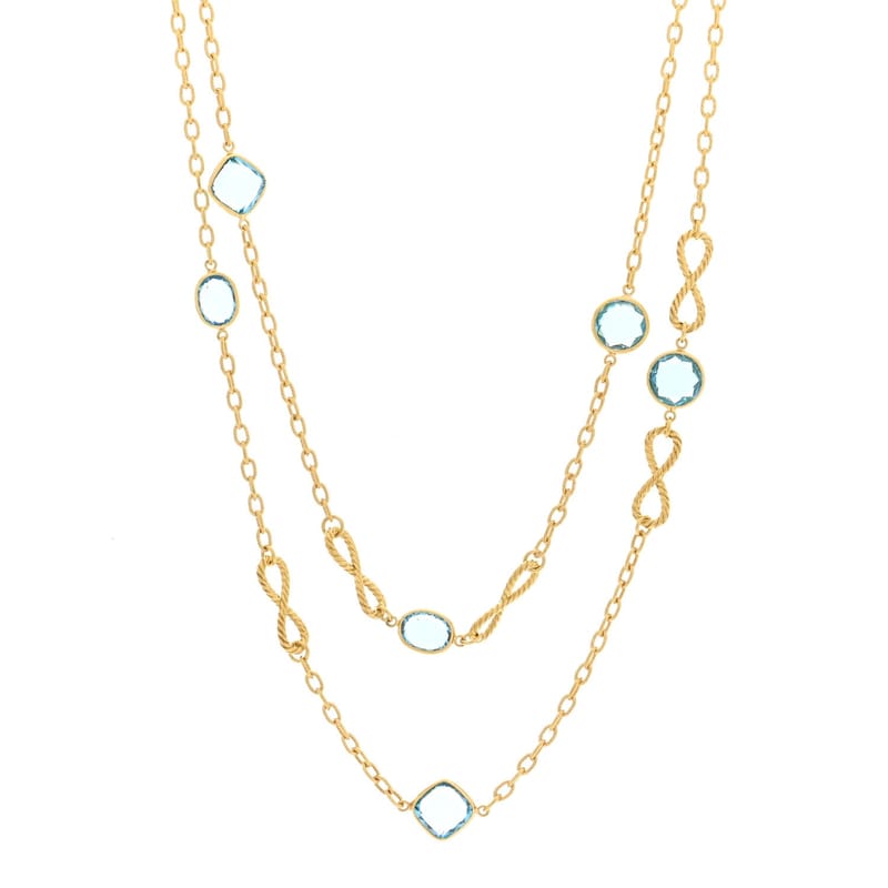 18K жовте золото Blue Topaz Infinity Station кольє