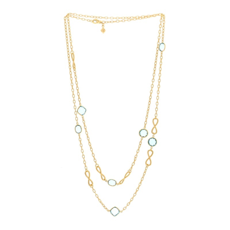18K жовте золото Blue Topaz Infinity Station кольє