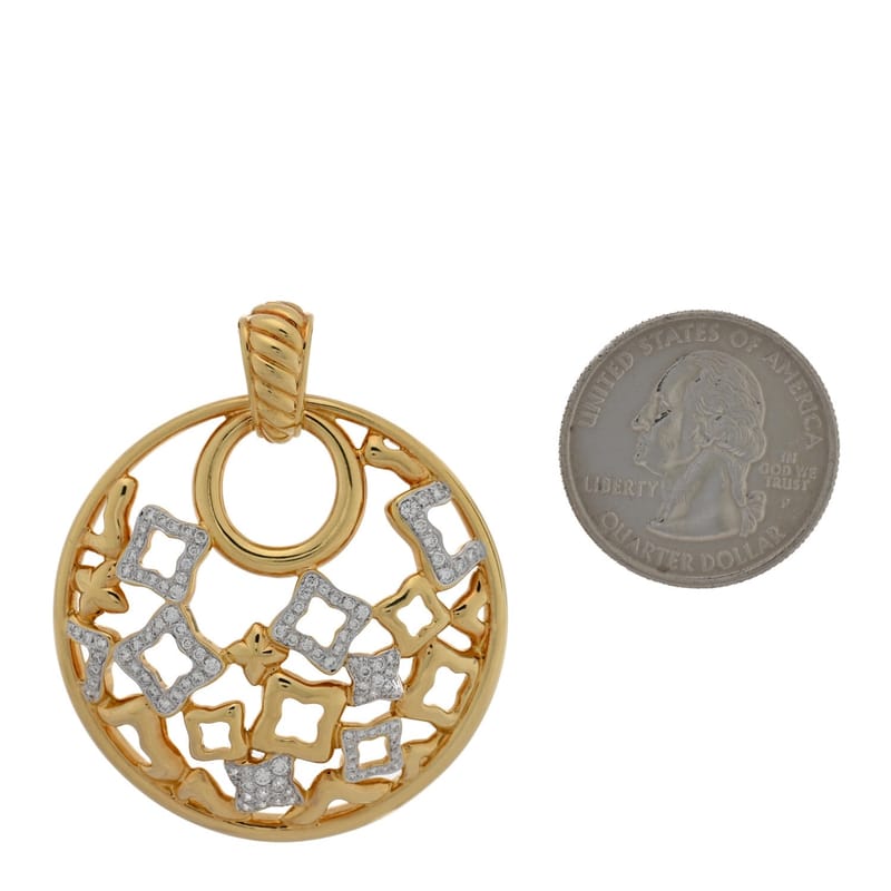 18K жовте золото діамант Quatrefoil підвіска