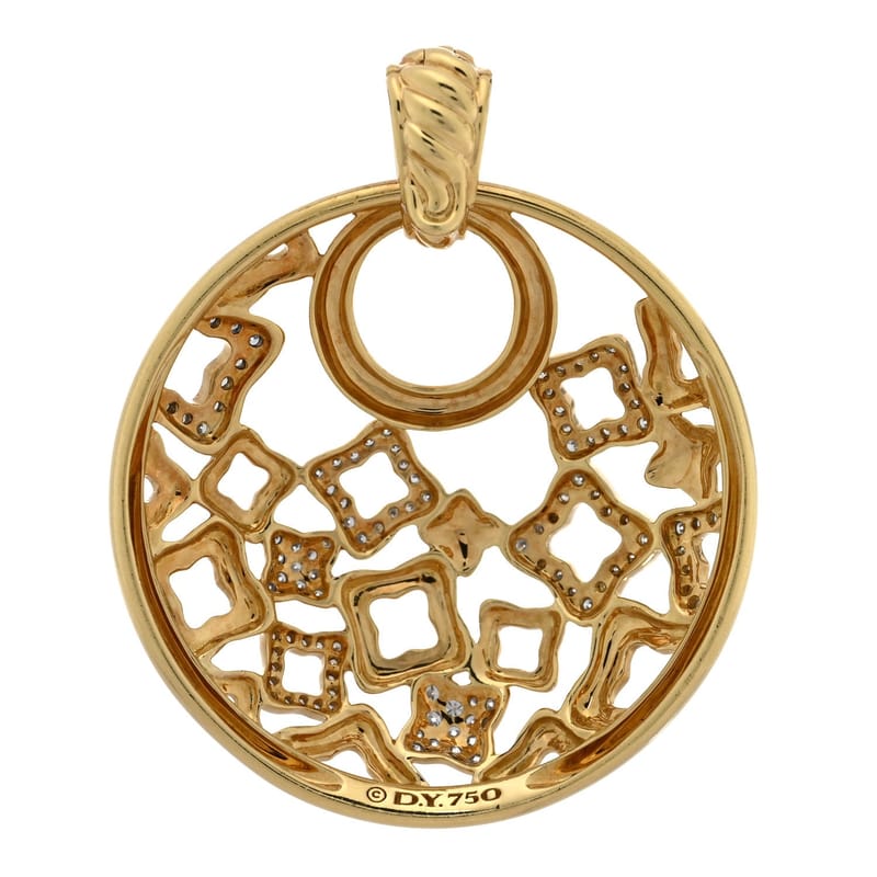 18K жовте золото діамант Quatrefoil підвіска