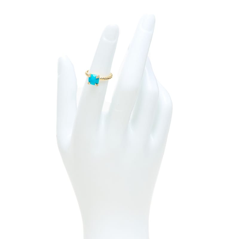 18K жовте золото діамант бірюза 7mm Chatelaine каблучка 46 3.75