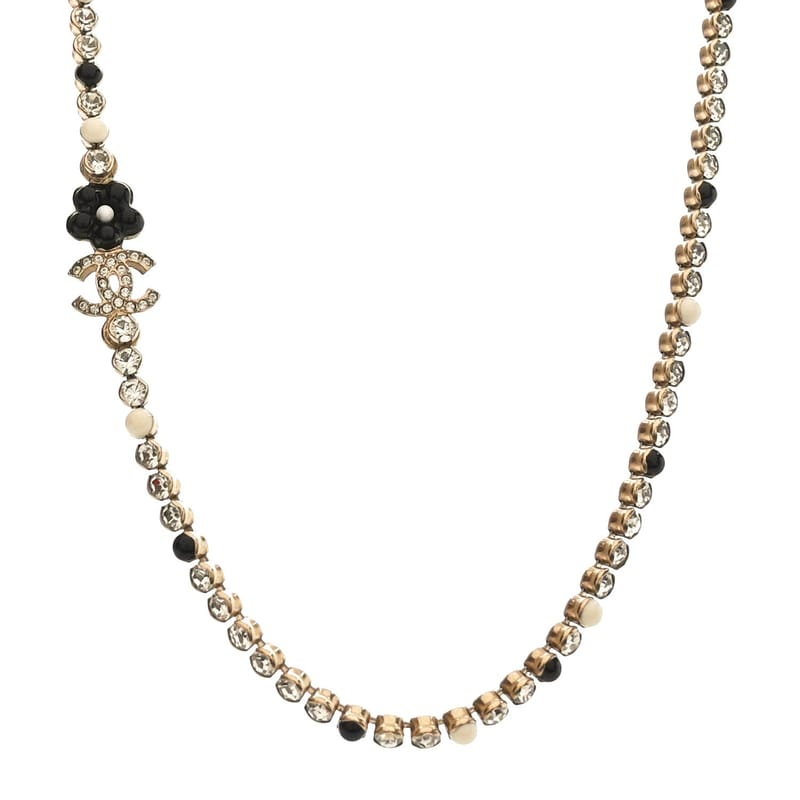 Crystal перлина Glass Beaded CC Short кольє золото білий чорний