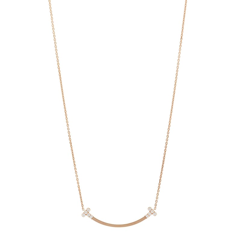 18K рожеве золото діамант .19ctw Medium T Smile підвіска кольє