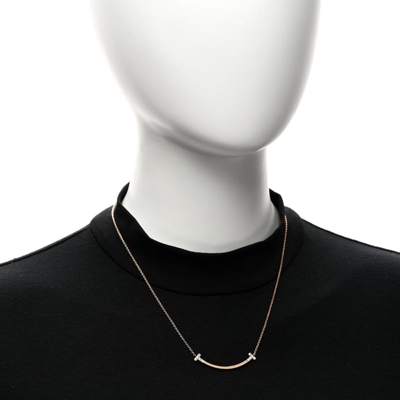 18K рожеве золото діамант .19ctw Medium T Smile підвіска кольє